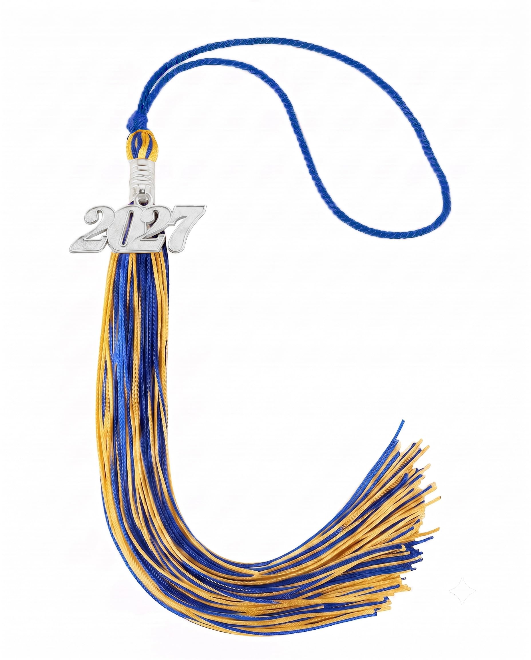 Graduation Tassel 2027 for Grad Cap,Blue and Gold Tassel with Silver Charm