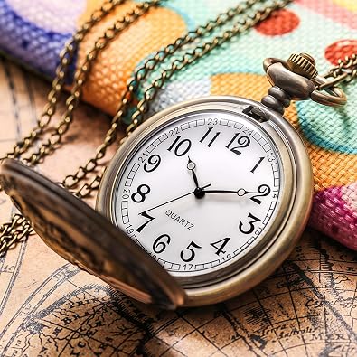 Pocket Watch, American Eagle Flag USA US Flag Patriotic 4th of July Gifts Antique Souvenirs,Pocket Watches with Chain, Independence Day Gifts