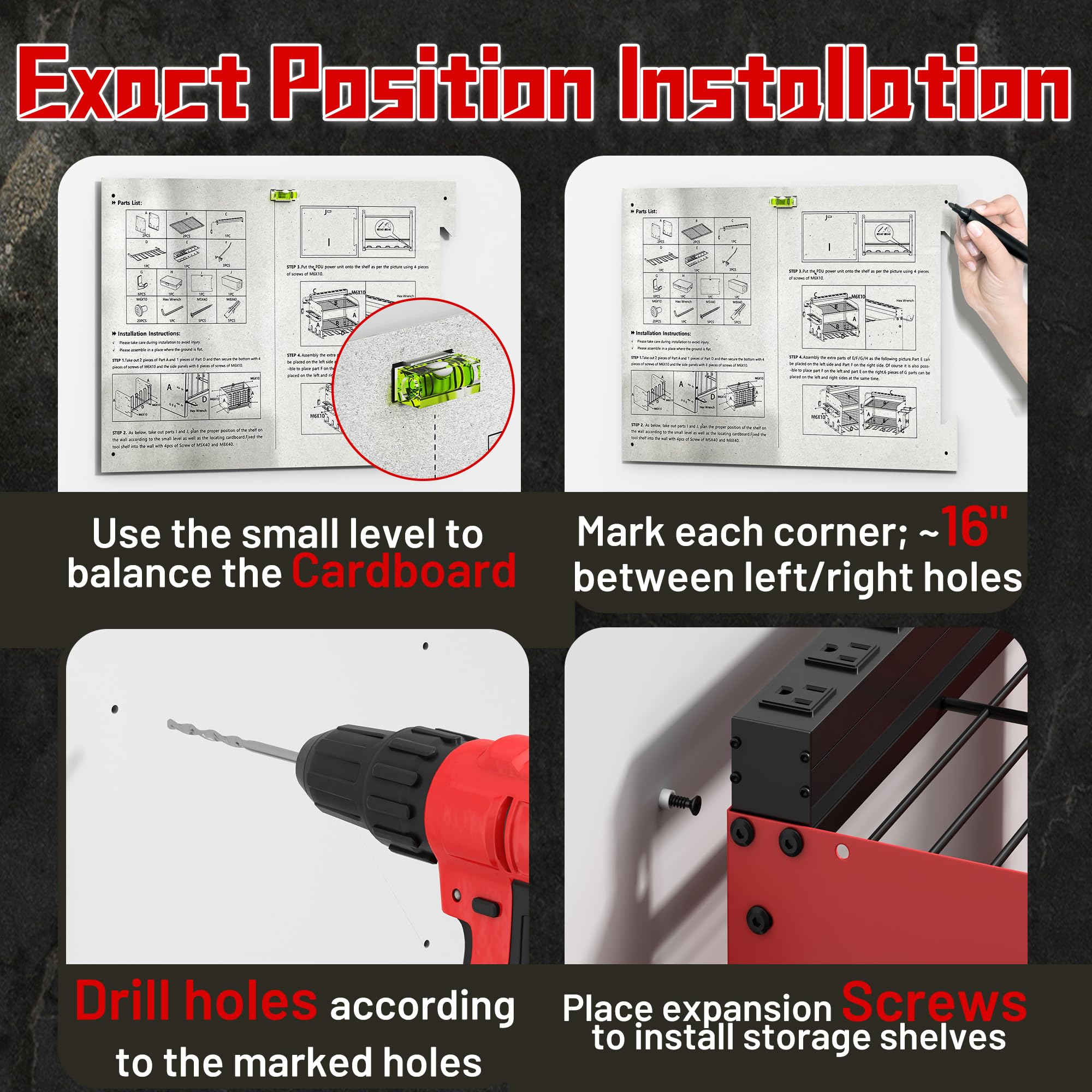 Wide Power Tool Organizer Wall Mount with Charging Station 3 Layer Adjustable Heavy Duty Tool Storage Rack 4 — view 5