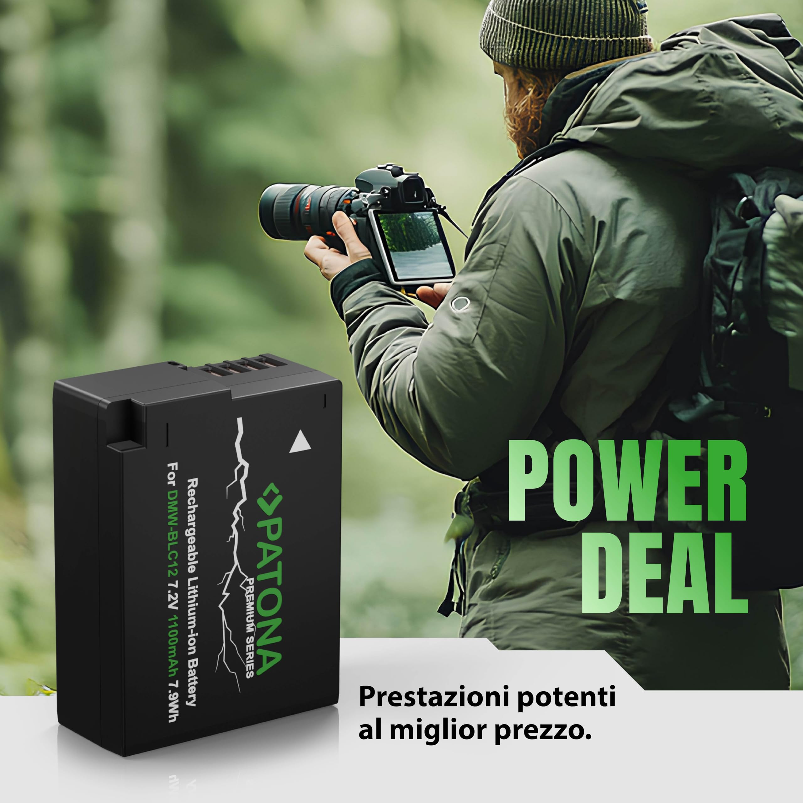 PATONA 2X Premium DMW-BLC12 Batteria 1100mAh – Ricambio per Panasonic DMW-BLC12E – per Lumix FZ200 FZ300 FZ330 FZ1000 FZ2000, G5 G6 G7 G70 G81 G85 G91, GH2, GX8 e Leica CL, Q Typ 116, V-Lux 4 5