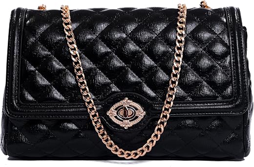 SMAARA Glamora Women's Quilted Sling Bag | Elegant Faux Leather Crossbody Purse with Chain Strap | Stylish Evening & Casua...