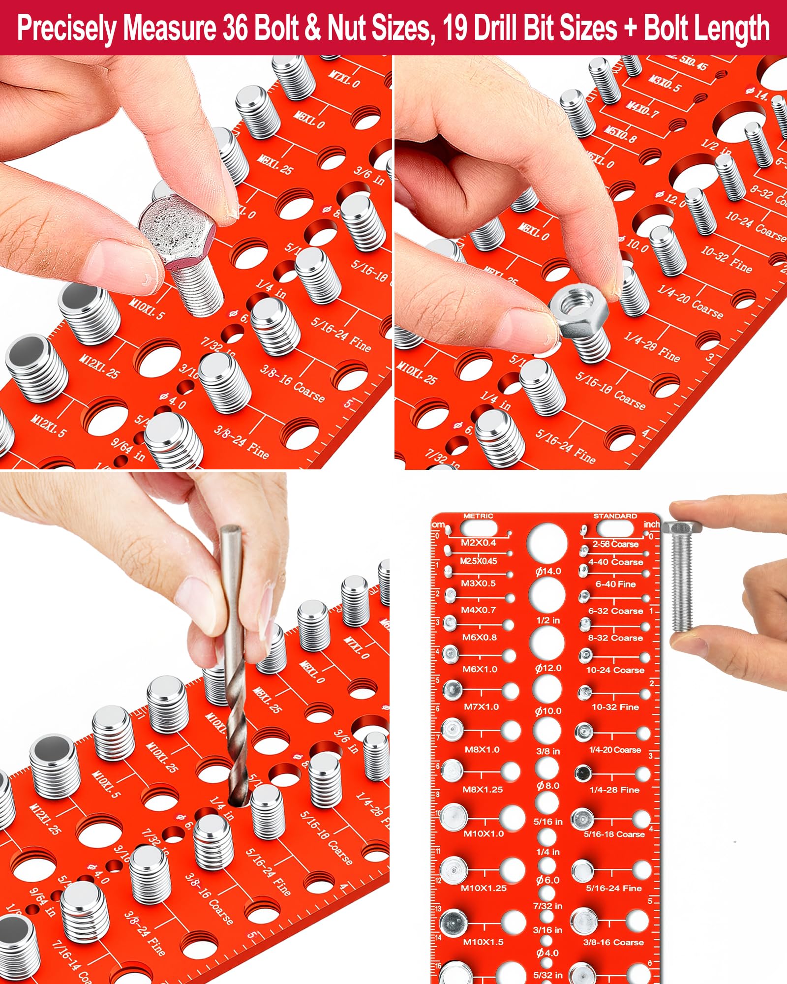 Thread Checker, 30 Nut and Bolt Thread Checker, Bolt Size and