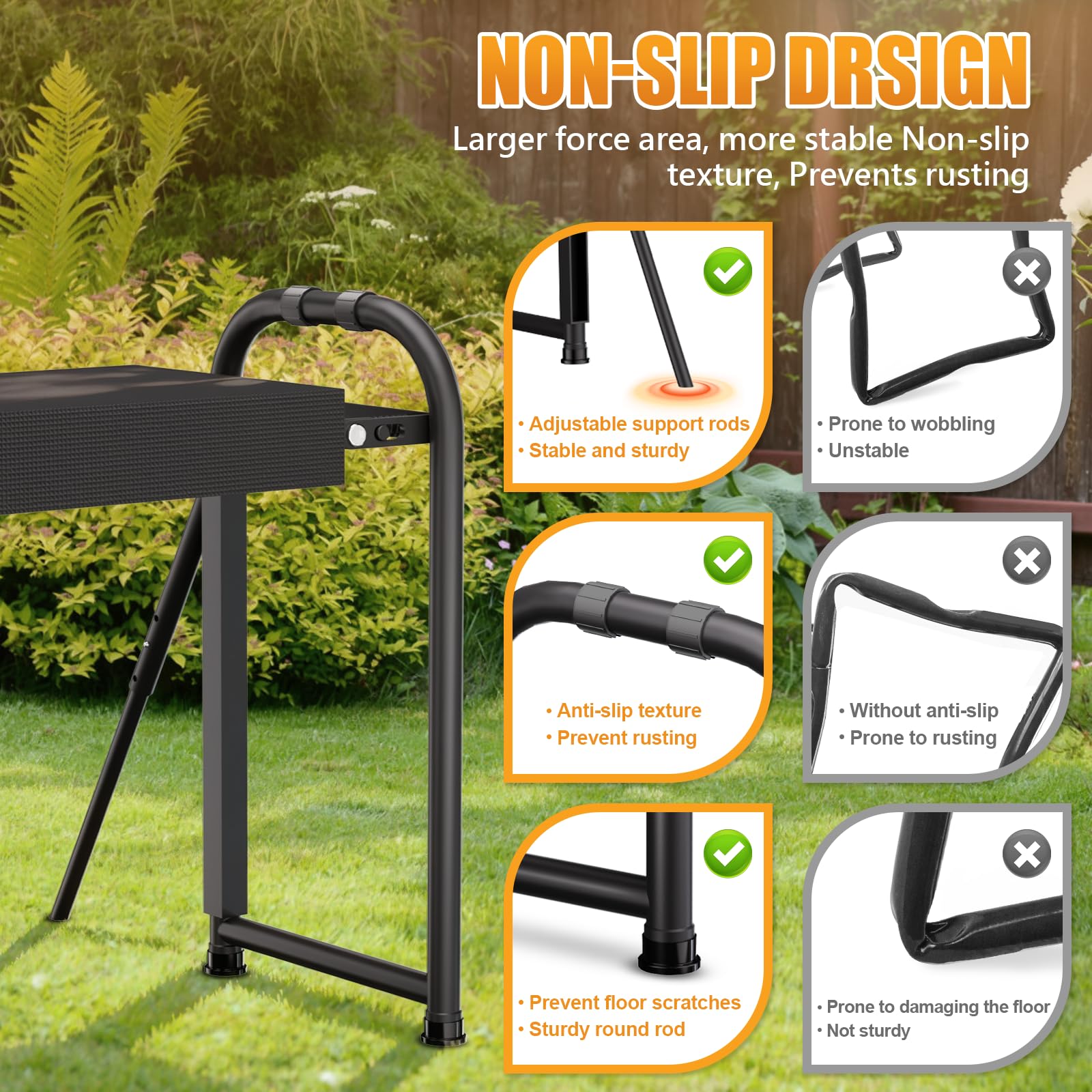 seasky Asiento de jardín y reclinable, plegable y antivuelco, almohadilla de rodillas gruesa y suave, banco de jardinería con asas con bolsa de herramientas, regalo de jardinería para personas mayores