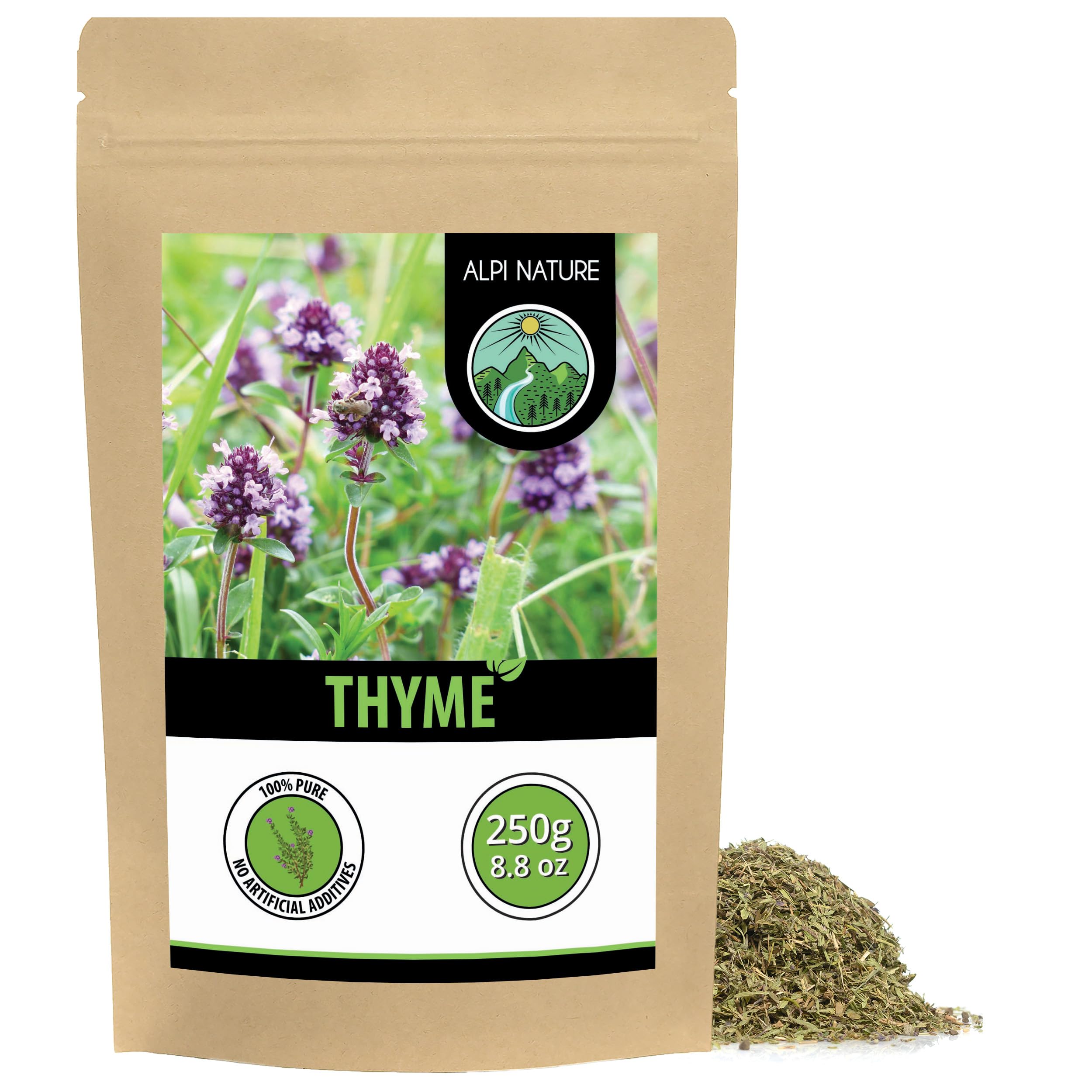 Alpi Nature Thyme Dried 250g 8.8 oz, Rubbed Thyme for Cooking and Herbes de Provence Spice Mix