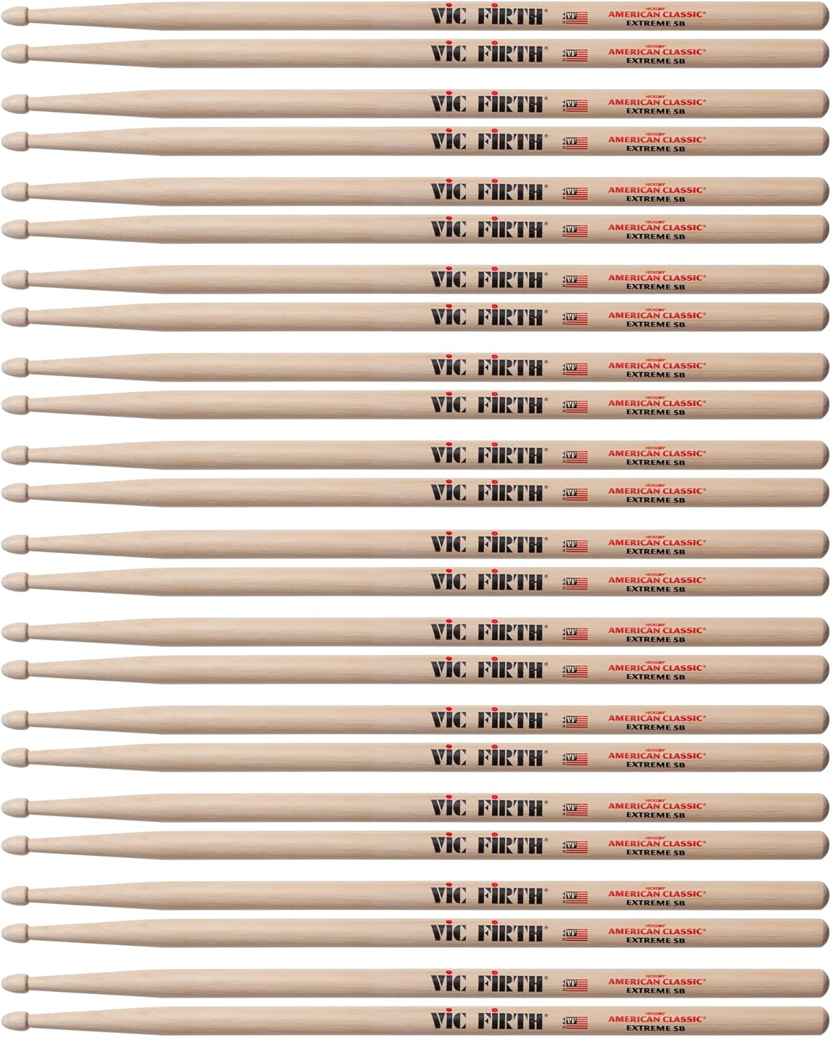 Vic Firth X5B Extreme 5B Wood Tip Drum Sticks (12 Pair Bundle)