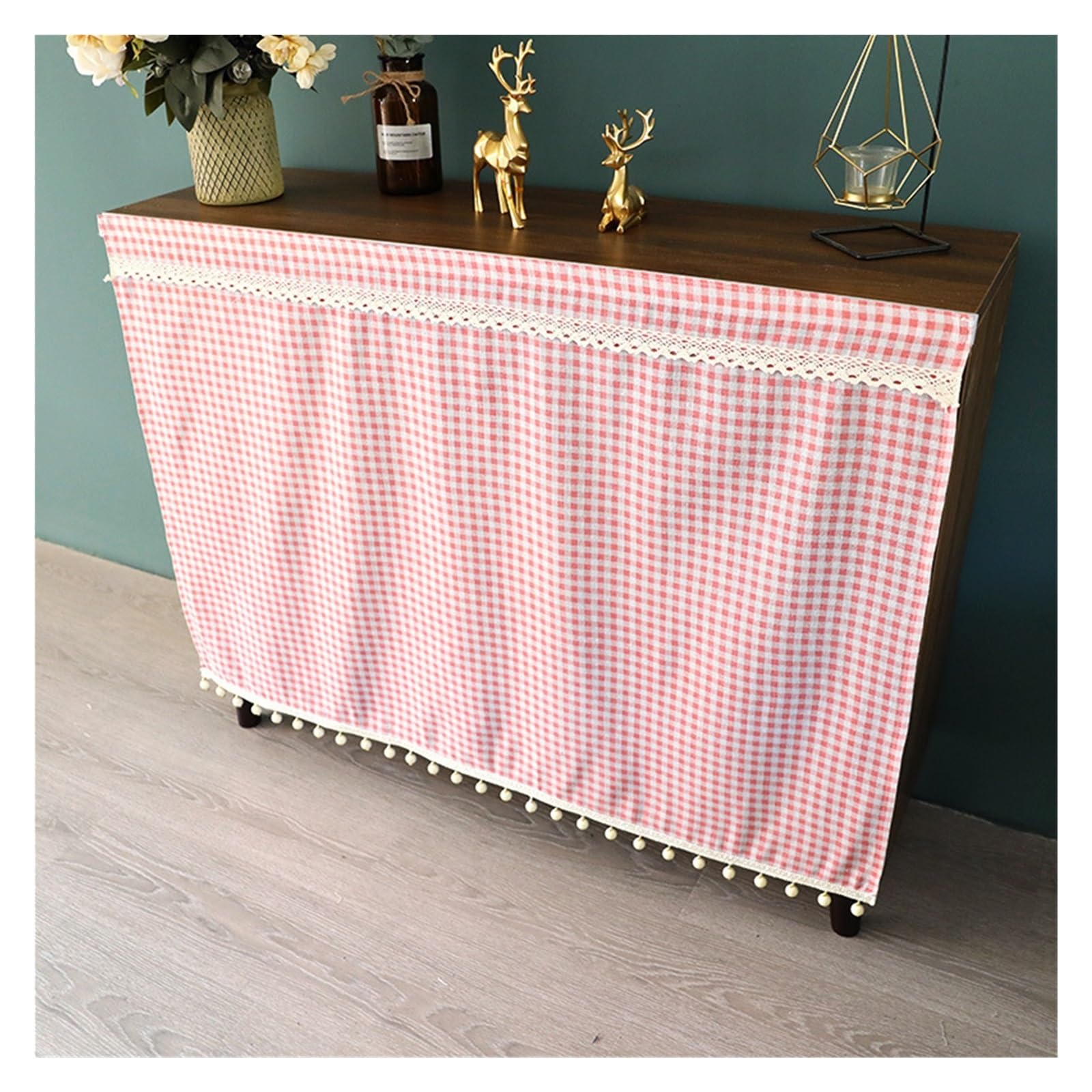 Rideau placard pour cacher étagère sans percer de trou tissu occultant rose 100x100