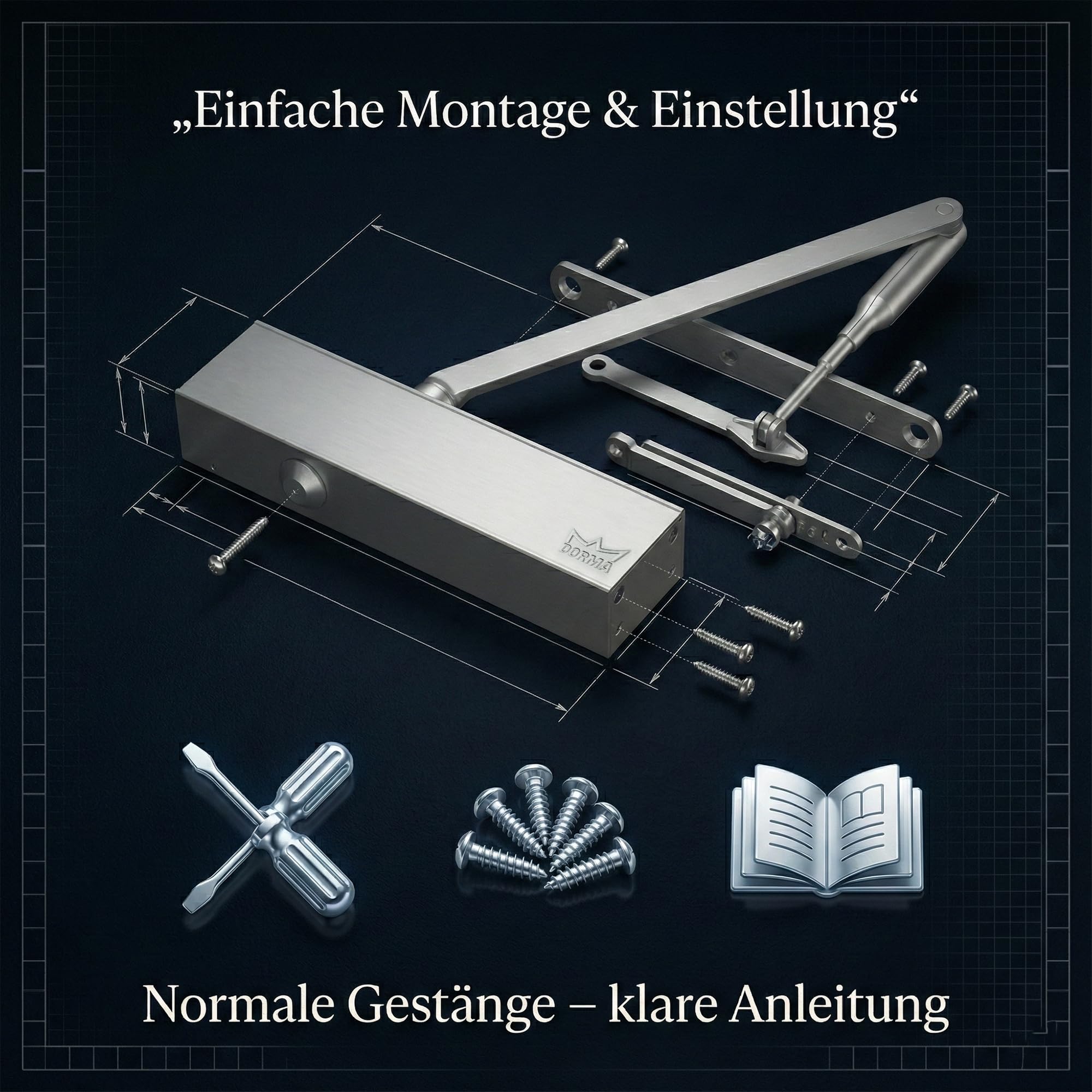 KABA Obentürschließer TS 73 V mit Normalgestänge, Edelstahl, Silber, EN 2-4, Automatischer Türschließer, Türschließer, Standard, Wohn- und Bürogebäude