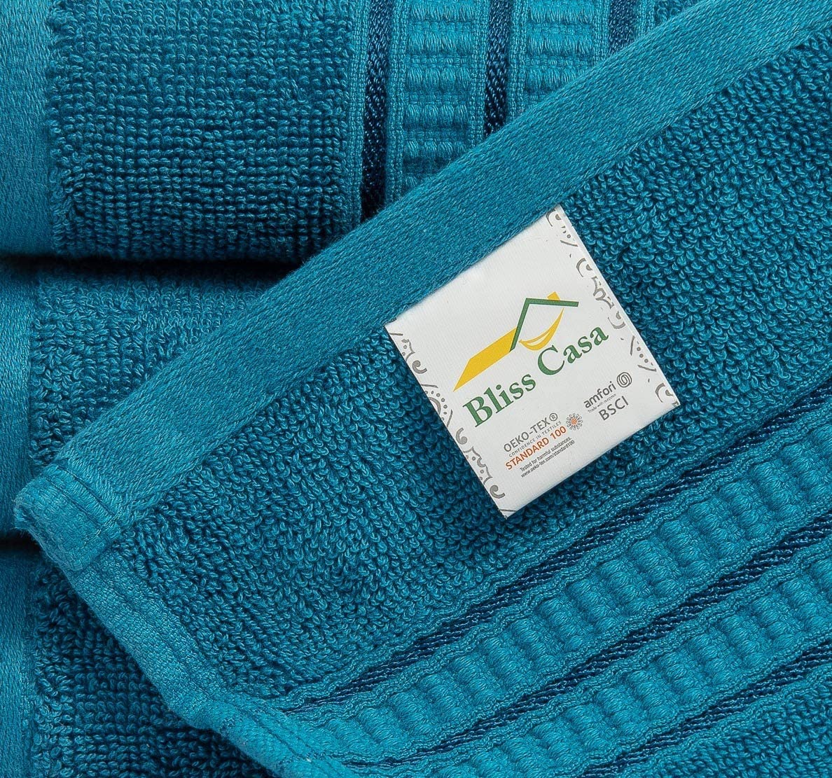 Bliss Casa Set di asciugamani da 8 pezzi; 2 asciugamani da bagno, 2 asciugamani e 4 salviette, 550 g/m², 100% cotone pettinato, ad asciugatura rapida, altamente assorbenti, asciugamani da bagno
