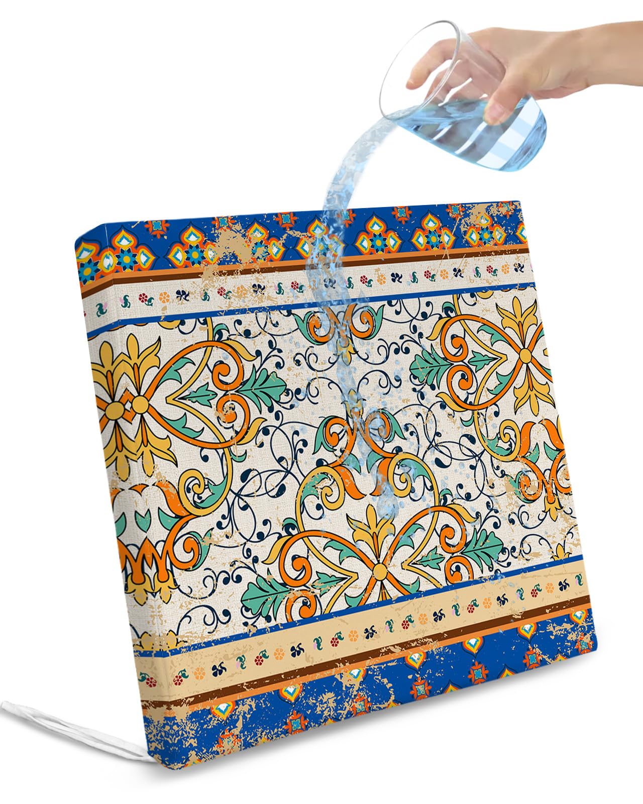 Edwiinsa Boho Geometric Indoor/Outdoor Seat Cushions Cover,Waterproof Patio Chaise Lounge Cushion Cover for Beach Pool Side Chair Cushions 20x18x2 Pieces Southwest American Indian Print