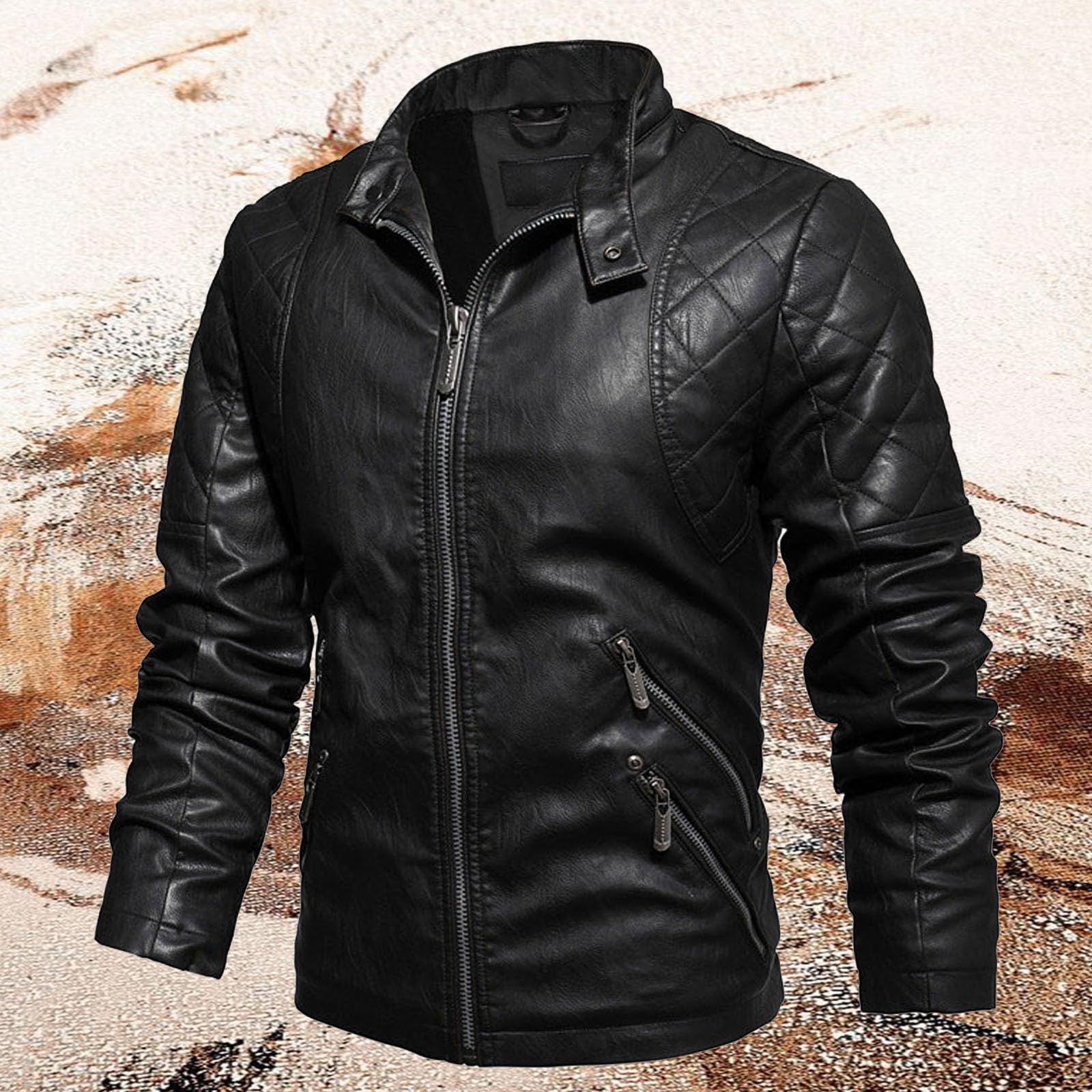 Skórzana kurtka męska, kurtka motocyklowa, slim fit, wojskowa kurtka bomberka, wodoszczelna, wiatrówka, czas wolny, kurtka outdoorowa, męska kurtka przejściowa