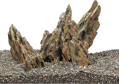 CURRENT USA Ohko Dragon Stone - Decoración de roca de acuario de 4 piezas Decoraciones únicas pintadas a mano para acuario, terrarios, viviarios