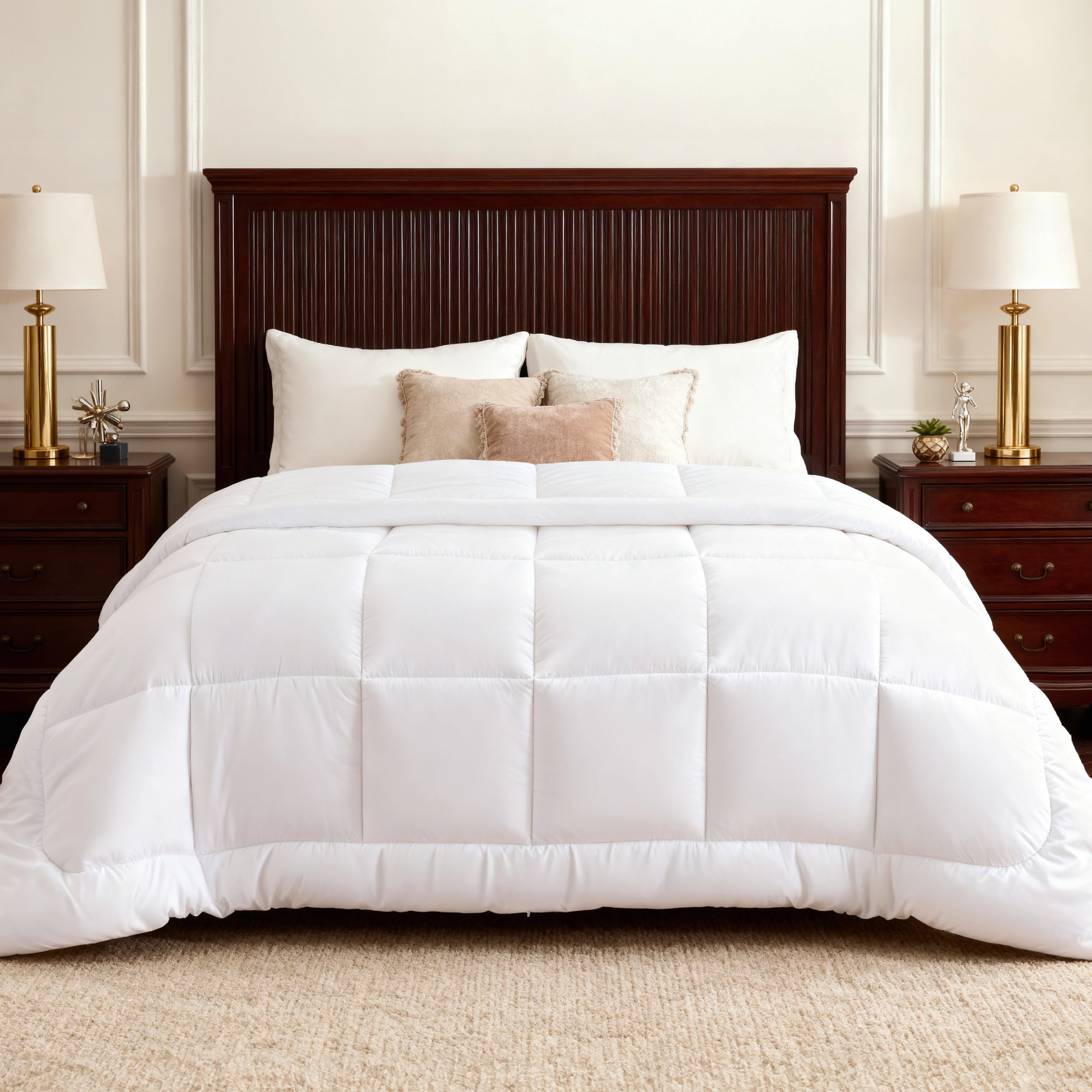 Bedsure Comforters Queen Size Duvet Insert, All Season Bed Comforter, Quilted Down Alternative Duvet, Box Stitched Comforter with Corner Tabs, Machine Washable, 88 x 88 Inches (White)OEKO-TEX STANDARD 100