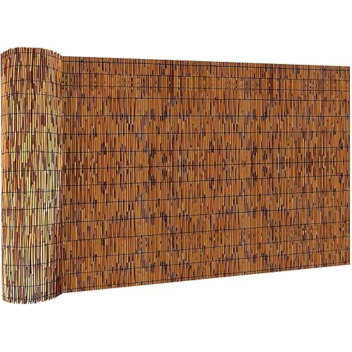 Bamboo Reed Fencing, Light Russet Bamboo Fence Rolls 6ft High, Decorative Privacy Screen Reed Curtains for Patio Balcony Garden Backyard Outdoor, 6 x 16 FT (2 Pcs)