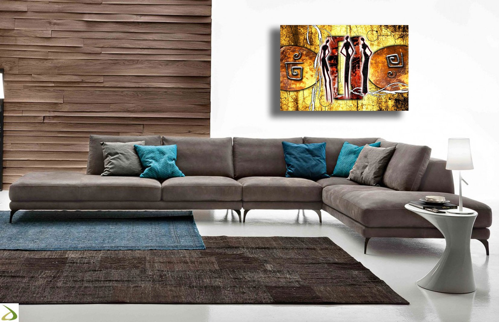 Quadro Moderno ETNICO arte africana donna sole africa Quadri moderni da Parete XXL grande Stampa su tela Canvas Decorazione muro Murale Soggiorno Arredo Camera da letto Cucina (70x100 cm, 4)
