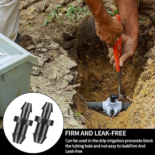 Miniatura 5 de Grevosea 100 tapones Goof para riego por goteo, tapones de riego por goteo de 14, tubería de riego por goteo, tapones de riego, piezas de riego por