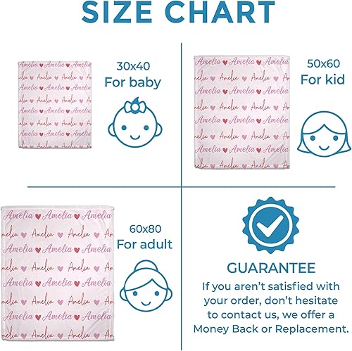 Miniatura 6 de Hyturtle Manta de bebé con nombre personalizado  Manta personalizada con nombre para bebés  Manta de vellón para bebé niña  Manta con nombre para