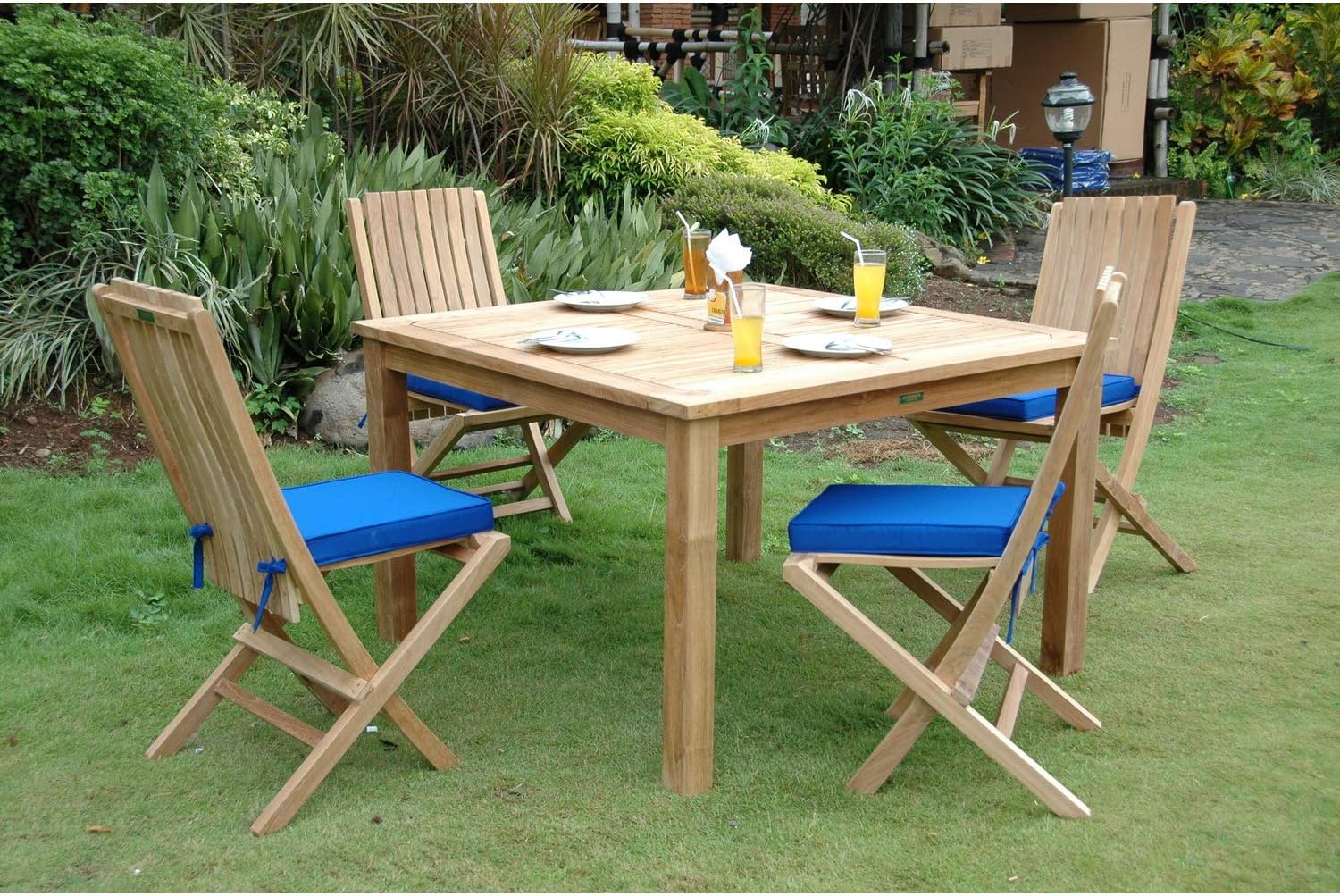 Anderson Teak Windsor Bistro Set - Patio Dining Set Outdoor Teak Table & Chairs 5-Piece