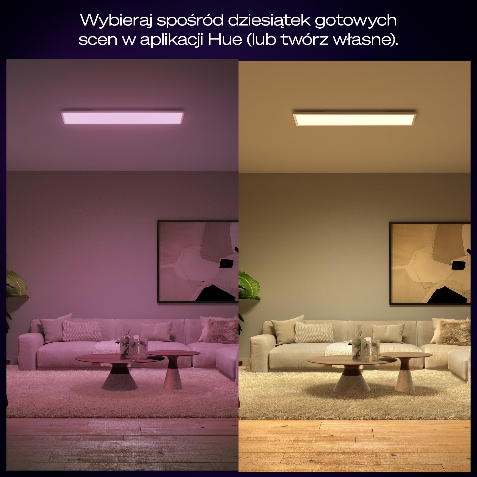 Philips Hue White and color ambiance Prostokątny panel Surimu Zintegrowane źródło światła LED Sterowanie przez Bluetooth za pomocą aplikacji Sterowanie za pomocą aplikacji lub głosu