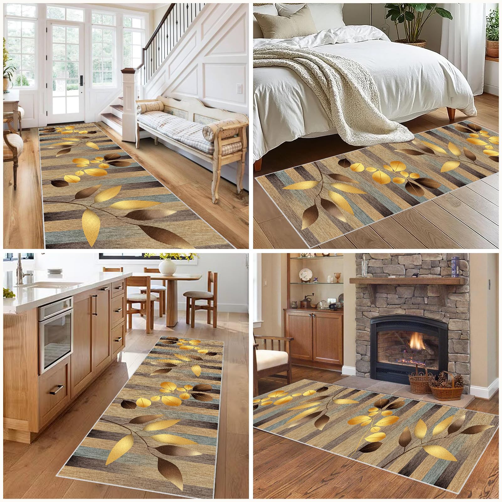 Waschbarer Teppich Läufer Flur rutschfest Teppichläufer Flur 50 x 300 cm Kurzflor Küchenläufer Küche Teppiche Bettvorleger Matte Lang Flur Teppich für Küche Eingang Schlafzimmer Wohnzimmer Büro