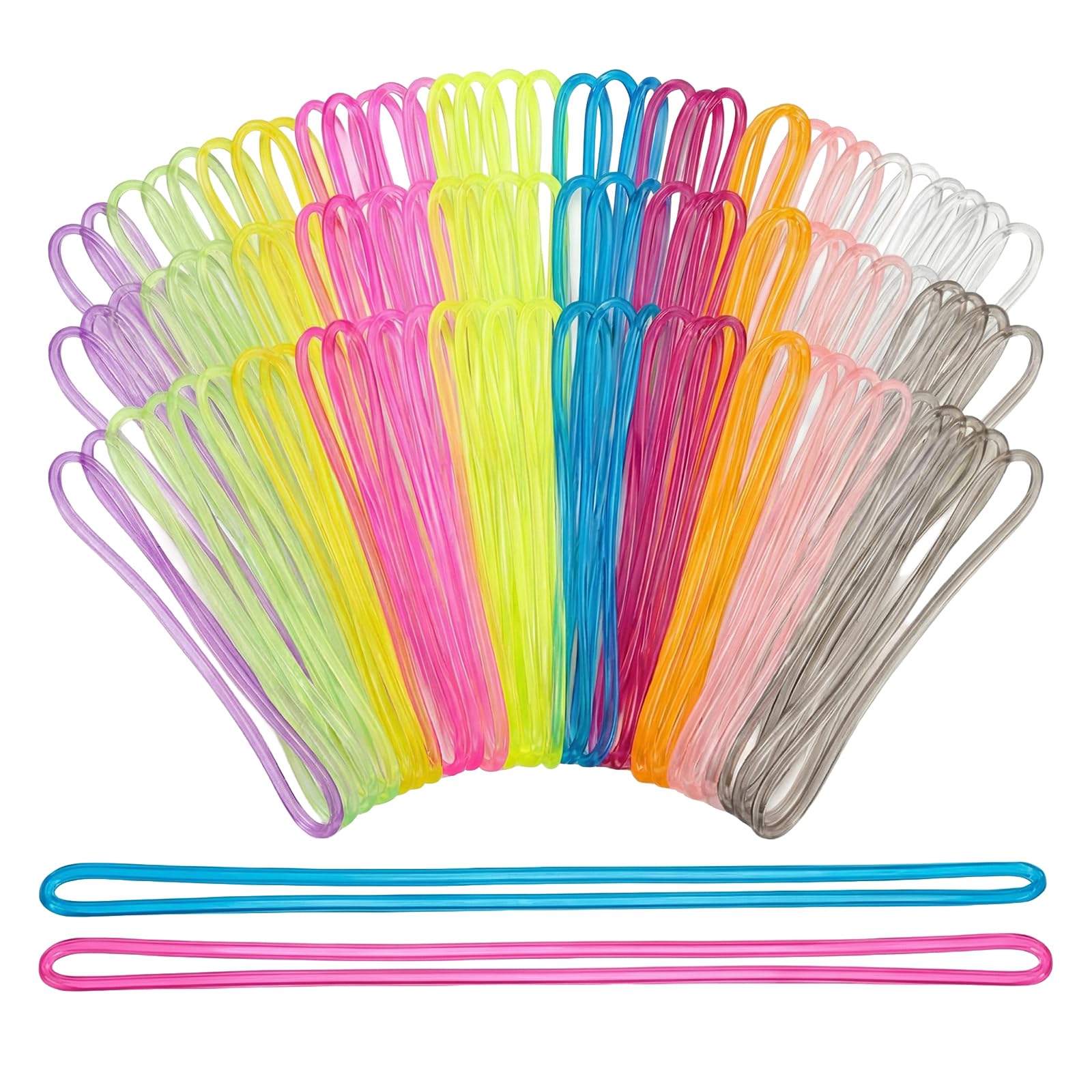 110 Pcs Plastic Travel Luggage Loops PVC Name Tag Loop Straps Bag Worn Loops for Identification Cards ID Badge Holder Business Card Insert Bags Photo Suitcase Label Fastener (11 Colors Assorted)