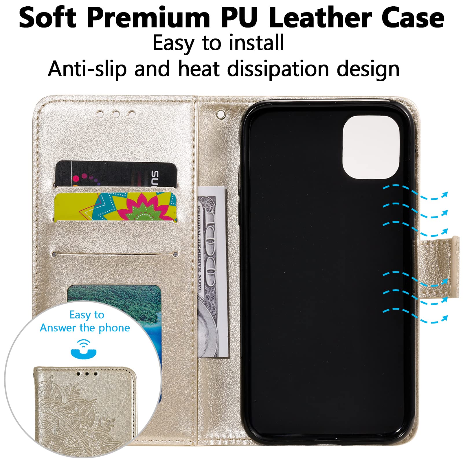 EYZUTAK Custodia Portafoglio In Pelle Per IPhone 7/8/SE 2020 – Marrone, Con Slot Carte E Cavalletto
