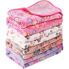 Tatuo 4 Pcs Dog Blanket for Pet Cat Blankets Indoor Puppy Teething Stuff Toys Paw Print Fleece Soft