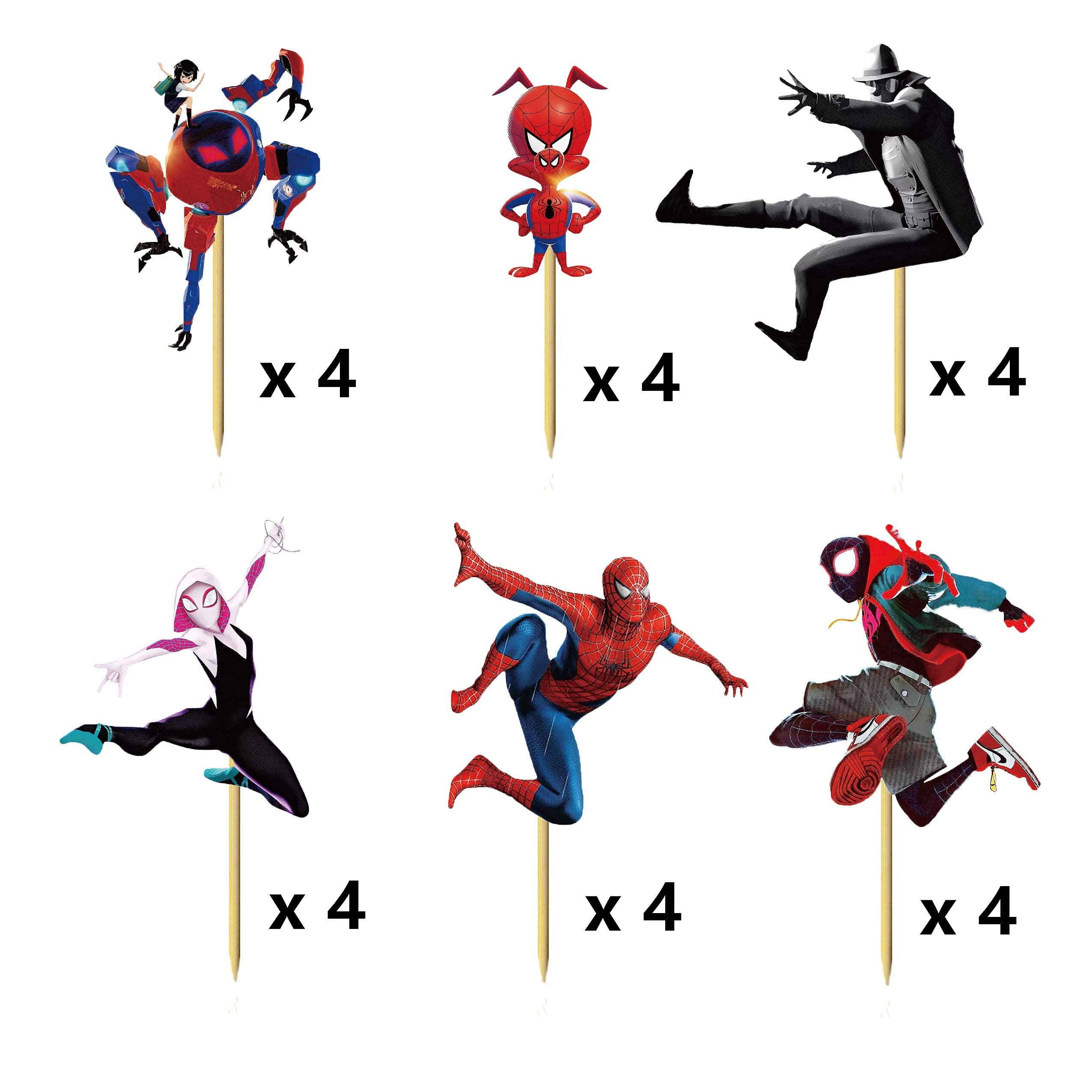 Spiderman Cupcake Toppers,SpiderManInto the SpiderVerse Theme Party