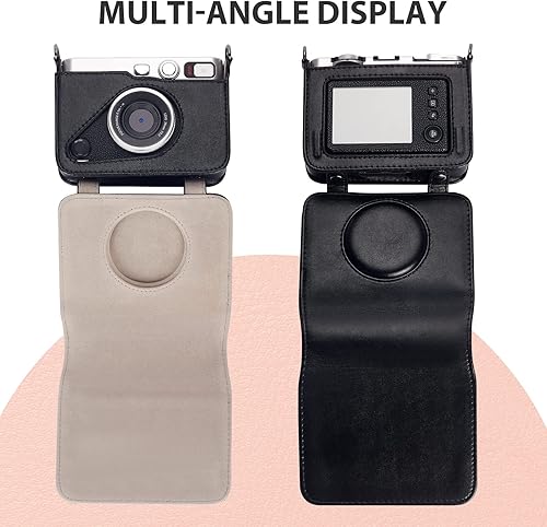 Miniatura 6 de Phetium Funda protectora compatible con Fujifilm Instax Mini EVO Hybrid Instant Camera-PU Bolsa de cuero con correa de hombro ajustable (negro)