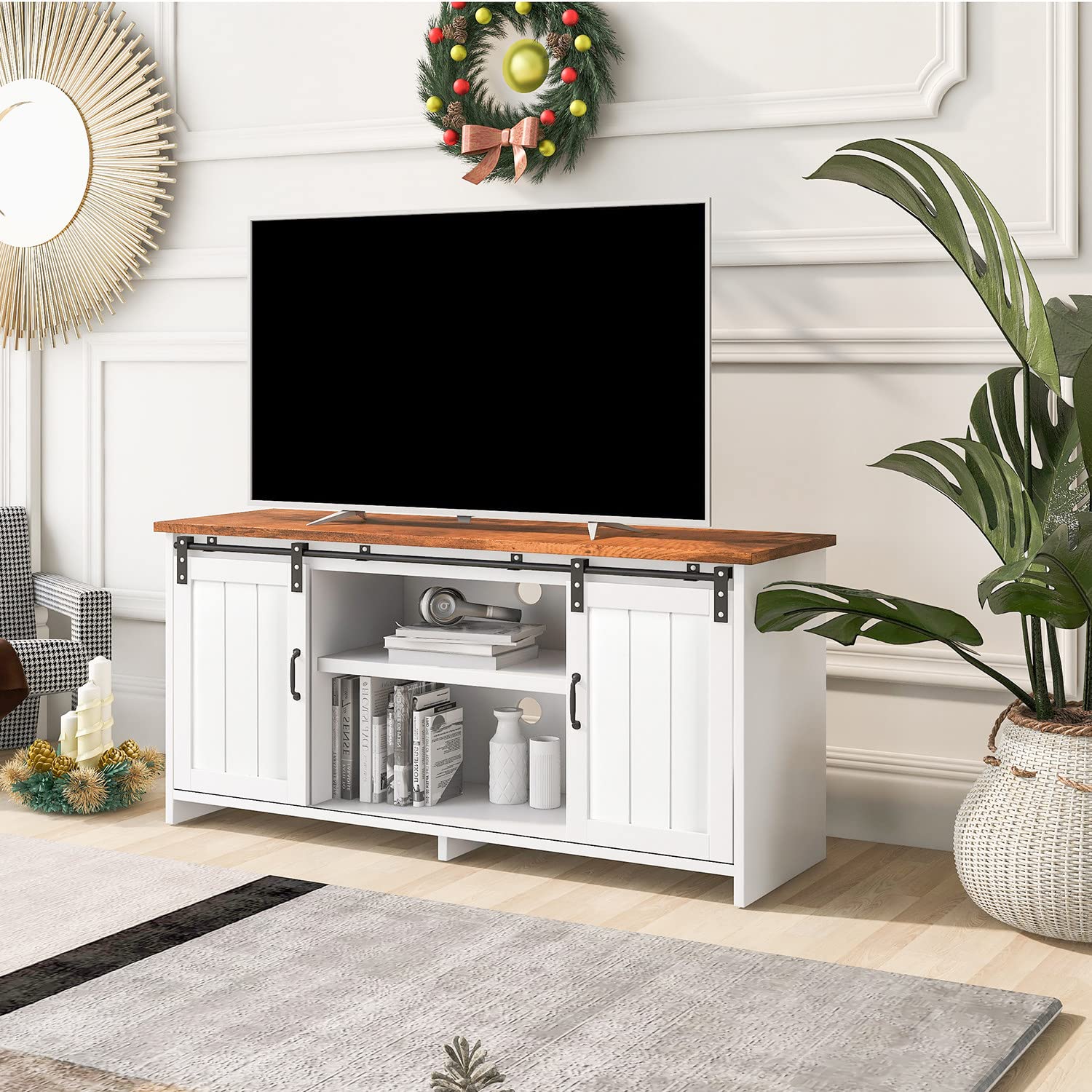 Olivine Kjeld Houten Sideboard met Schuifdeuren - B160 cm - Naturel
