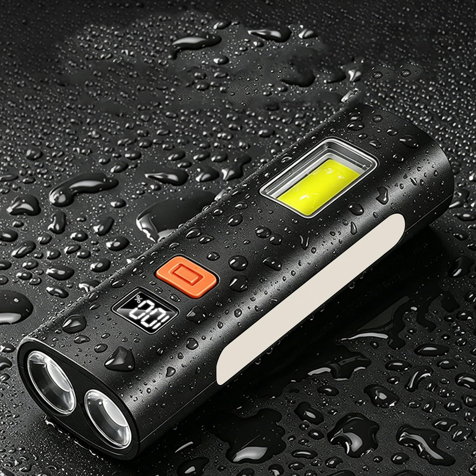 ABS 500LM Phare de vélo Type-C, Lampe latérale COB | EcoGleam ABS 500LM phare de vélo type-C, lampe latérale COB, 6 modes, écran numérique, USB-C