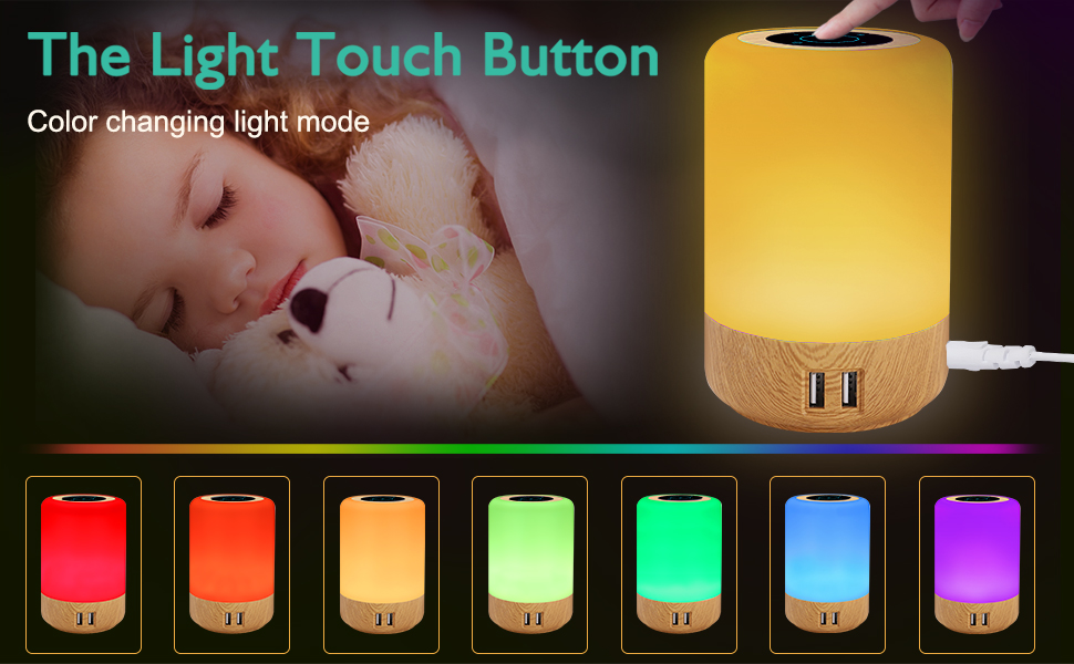 Luce Notturna LED Con 4 USB - Lampada Da Tavolo Touch RGB Dimmerabile | Luci Camera Da Letto Bambini - Foto 9
