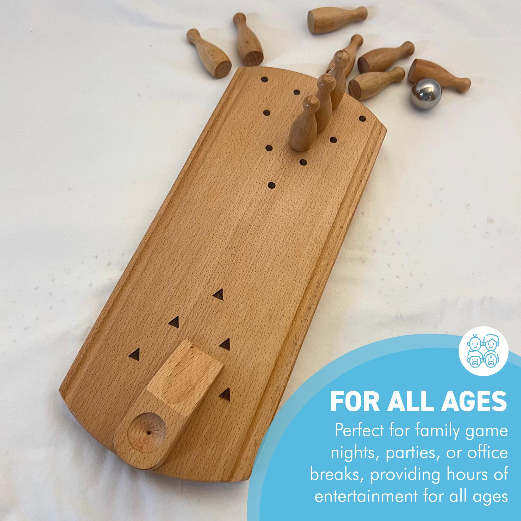 Jeu De Bowling De Table En Bois – 31 X 11 X 5 Cm – Décoration Et Défi D'Adresse