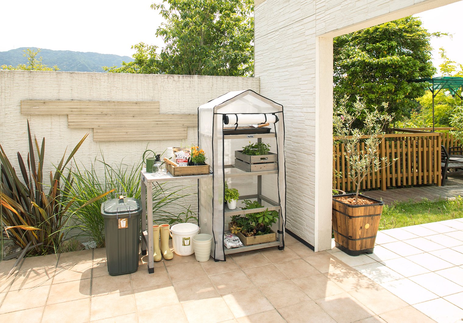 Amazon | タカショー 温室 ウッドシェルフ用 作業台 【VGT-ST01