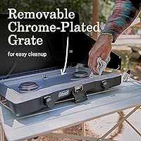 Vista 4 de Coleman Triton 2-Burner Propane Stove, Portable Camping Cooktop with 2 Adjustable Burners & Wind Guards, 22,000 BTUs of Power for Camping