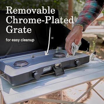 Coleman Triton 2-Burner Propane Stove, Portable Camping Cooktop with 2 Adjustable Burners & Wind Guards, 22,000 BTUs of Power for Camping, Tailgating, Grilling, BBQ, More