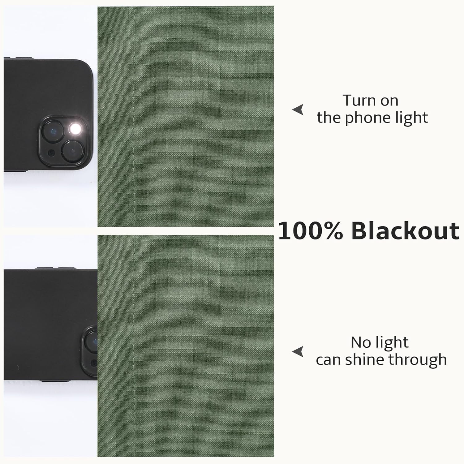 108 Inches Extra Long Pinch Pleated 100% Blackout Linen Curtains for Bedroom Back Tab Memory Trained Shape Light Blocking Curtain 108 Inch Length for Living Dining Room Darkening Drapes Olive Green
