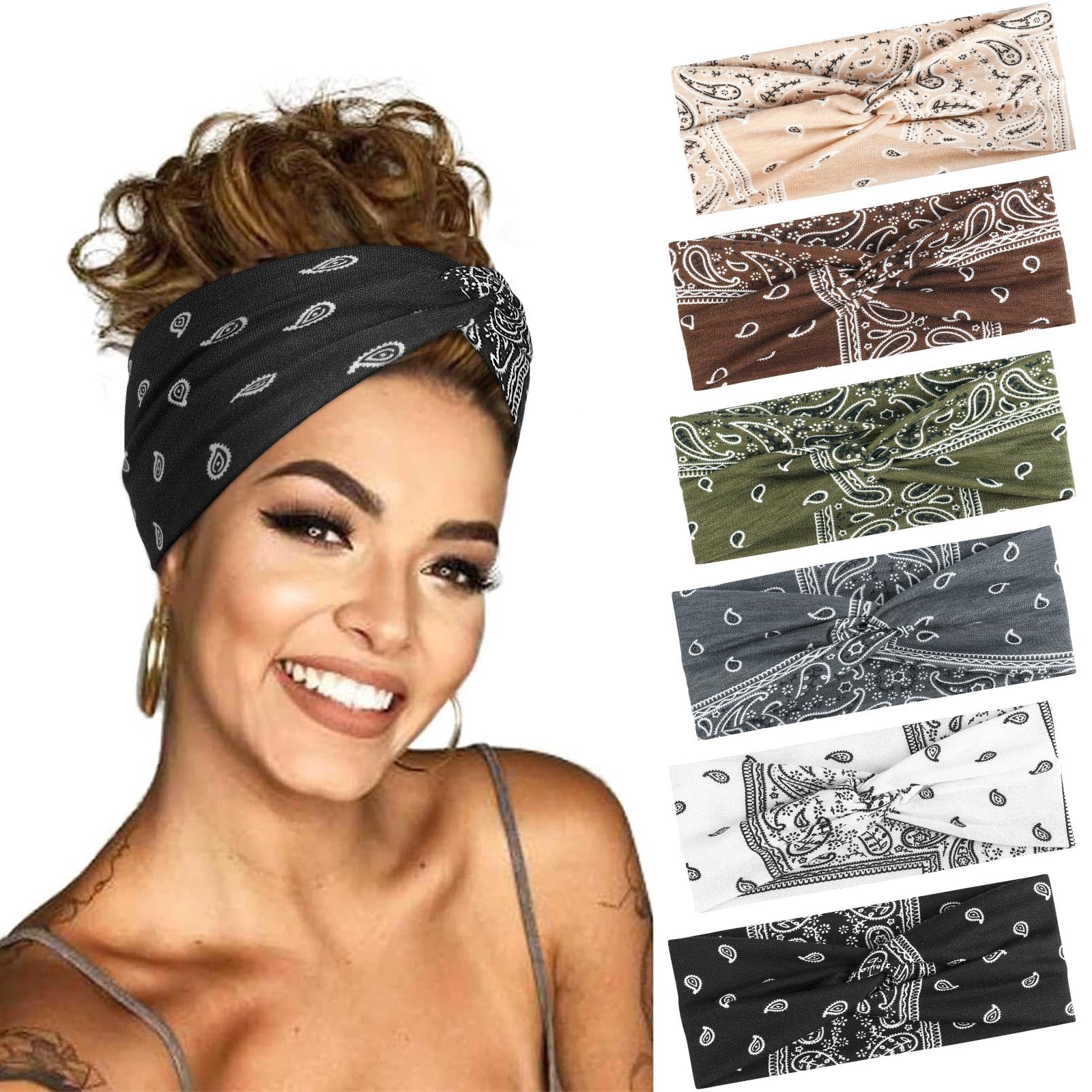 BELEVO 6 Stück Haarband Damen, Elastische Stirnband Damen Dünn Rutschfest Haarbänder Weiches Headband Hair Band für Yoga Exercise Workout Laufen Gym