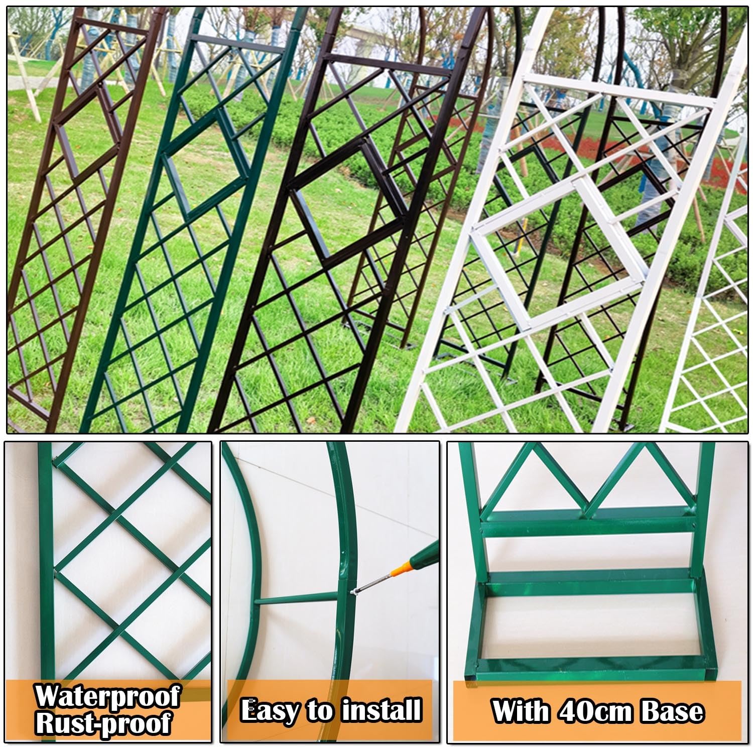 Ele - Arco per rose in metallo robusto, pergolato e traliccio per decorazione esterna, supporto per piante resistente alle intemperie, 360 x 230 cm, ideale per giardini e composizioni floreali