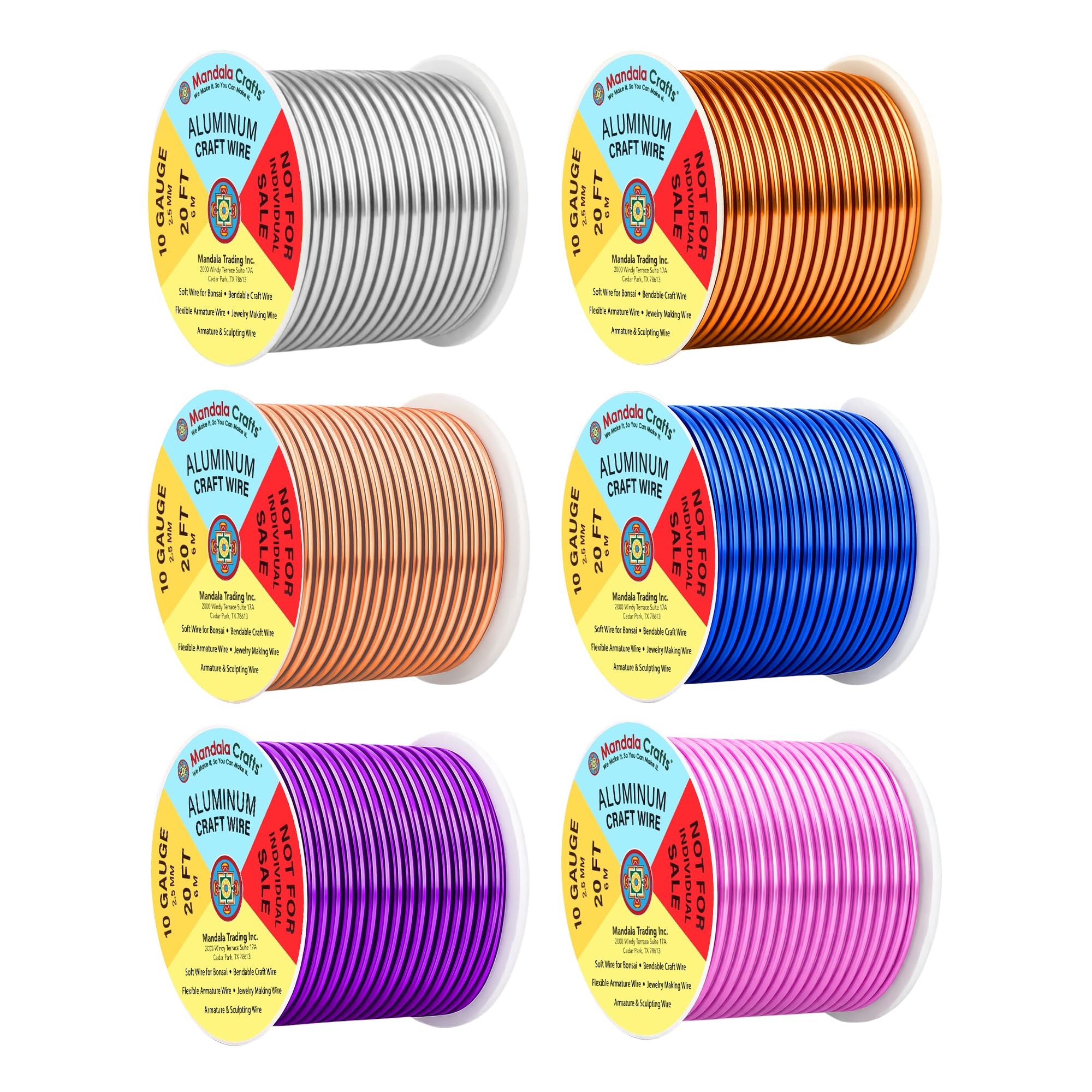 Mandala Crafts 10 GA Gold Blue Purple Assorted Anodized Aluminum Craft Wire