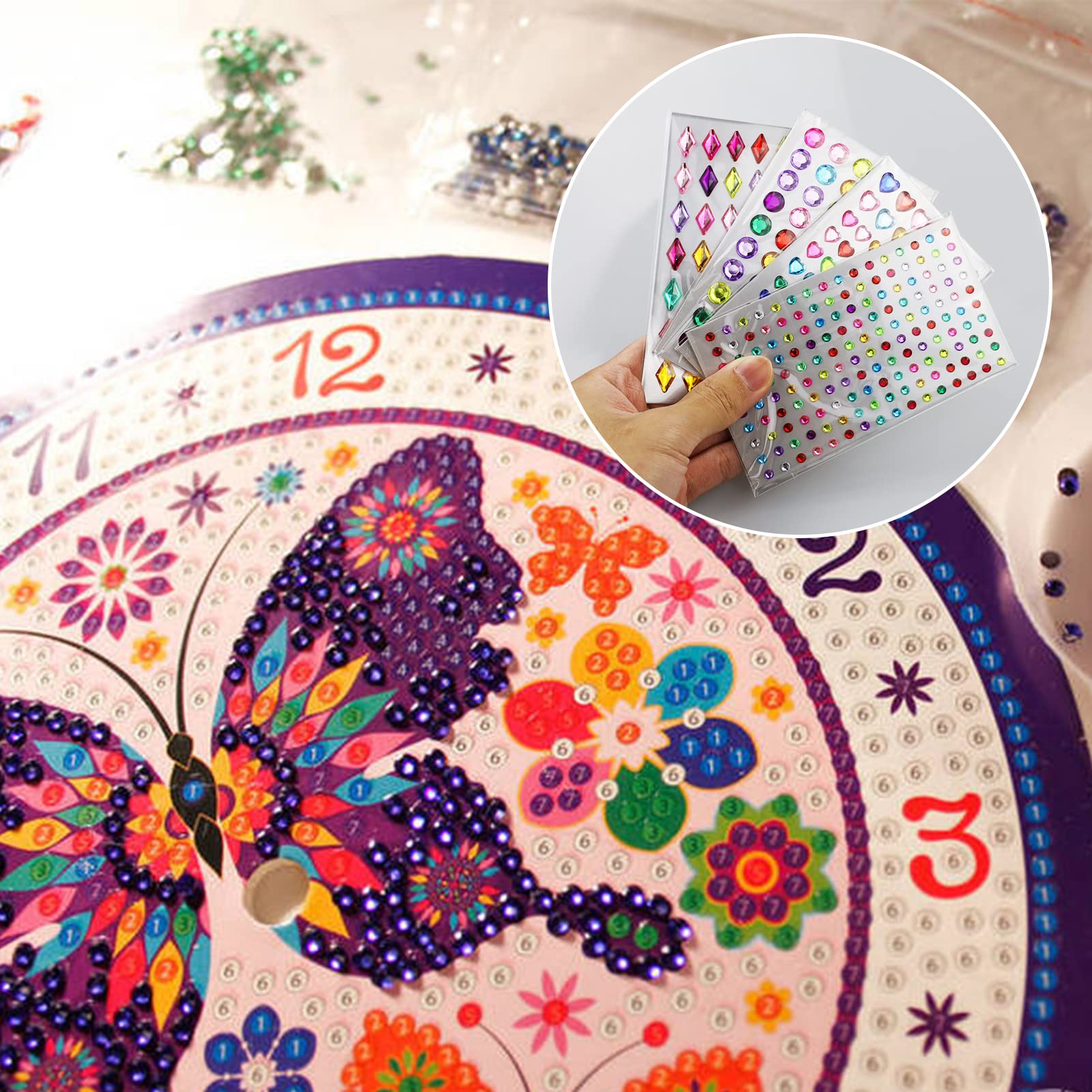 8-Sheet Gem Sticker Set - Crystal Rhinestone Decals For Phones, Water Bottles & DIY Crafts