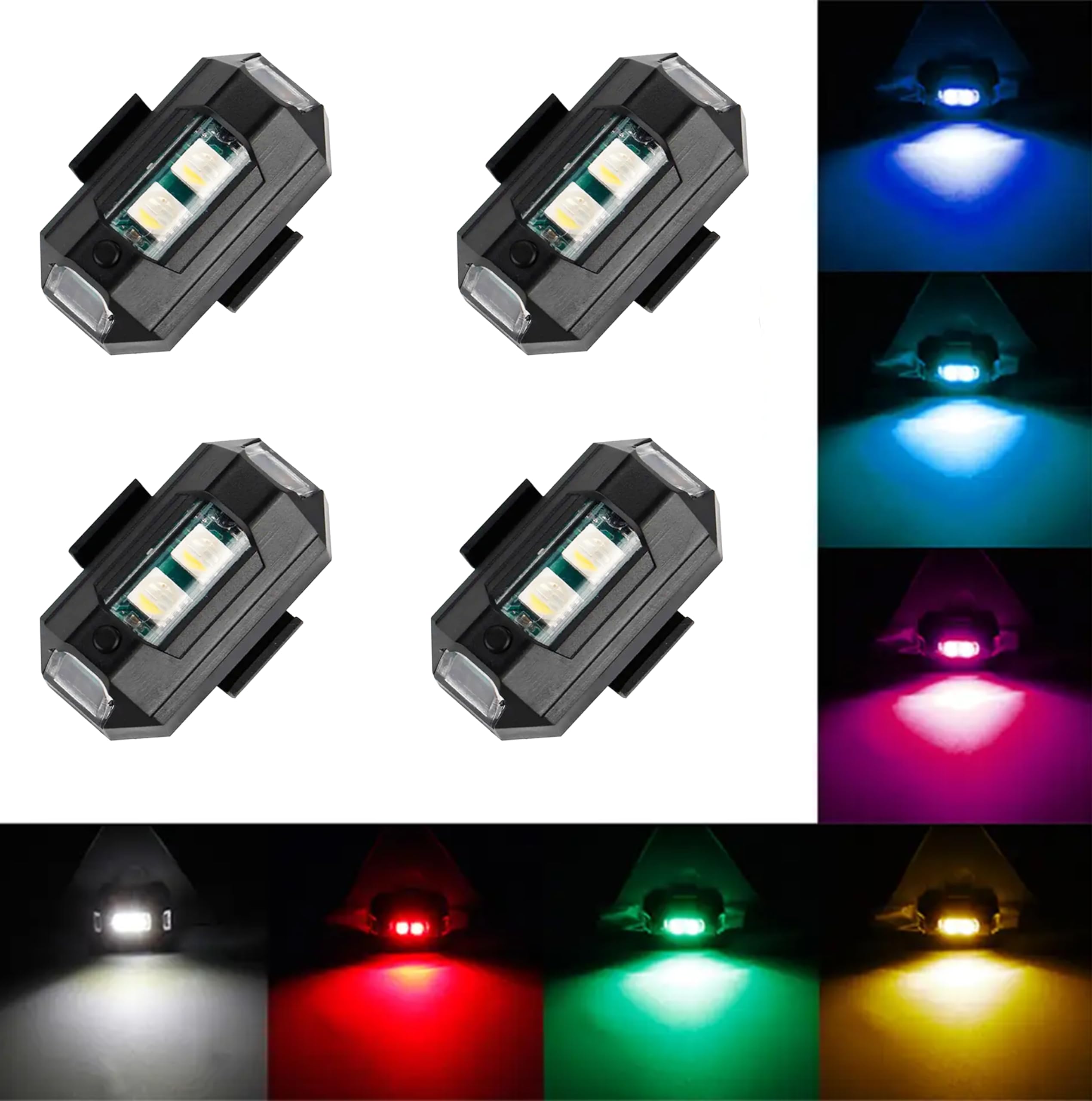 SUBTON BASICS 7 Colours LED Strobe/Blinking Light with Rechargeable Battery for Fancy Interior/Exterior Styling of Bikes Car Motorcycle Cycle Scooties (Pack of 4)