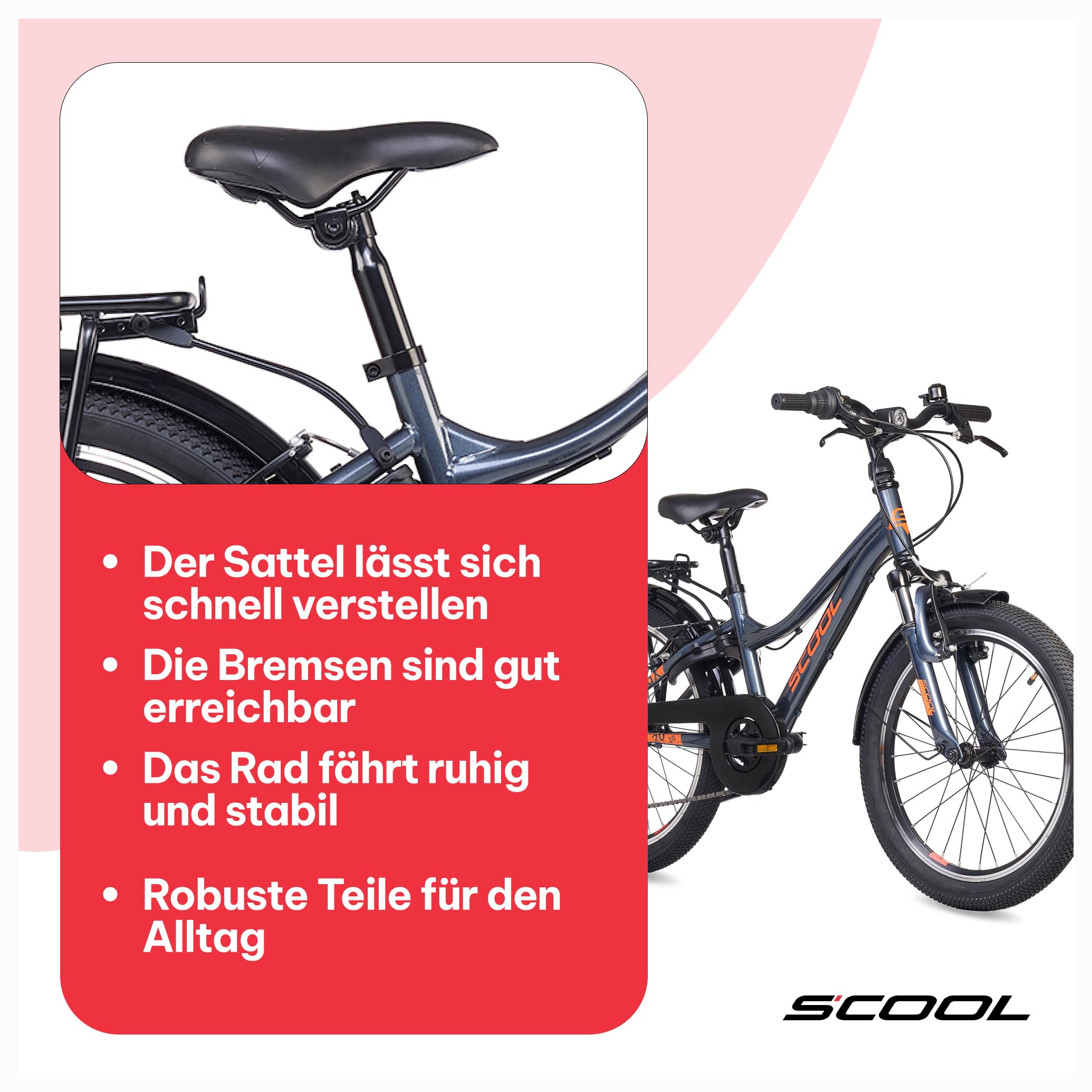 S’COOL Kinderfahrrad 20, 24, 26 Zoll, 6-Gang Kettenschaltung, troX, Körpergröße 115–165 cm, 6–14 Jahre, Gelände & Freizeit, für Jungen & Mädchen