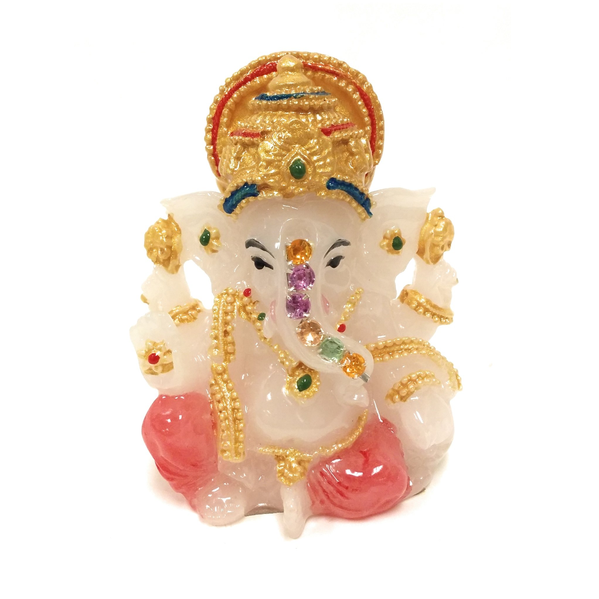 Darshan Collection Lord Ganesh Statue with Jewels, Hindu Elephant God of Success, Wisdom, Learning. 3-Inch
