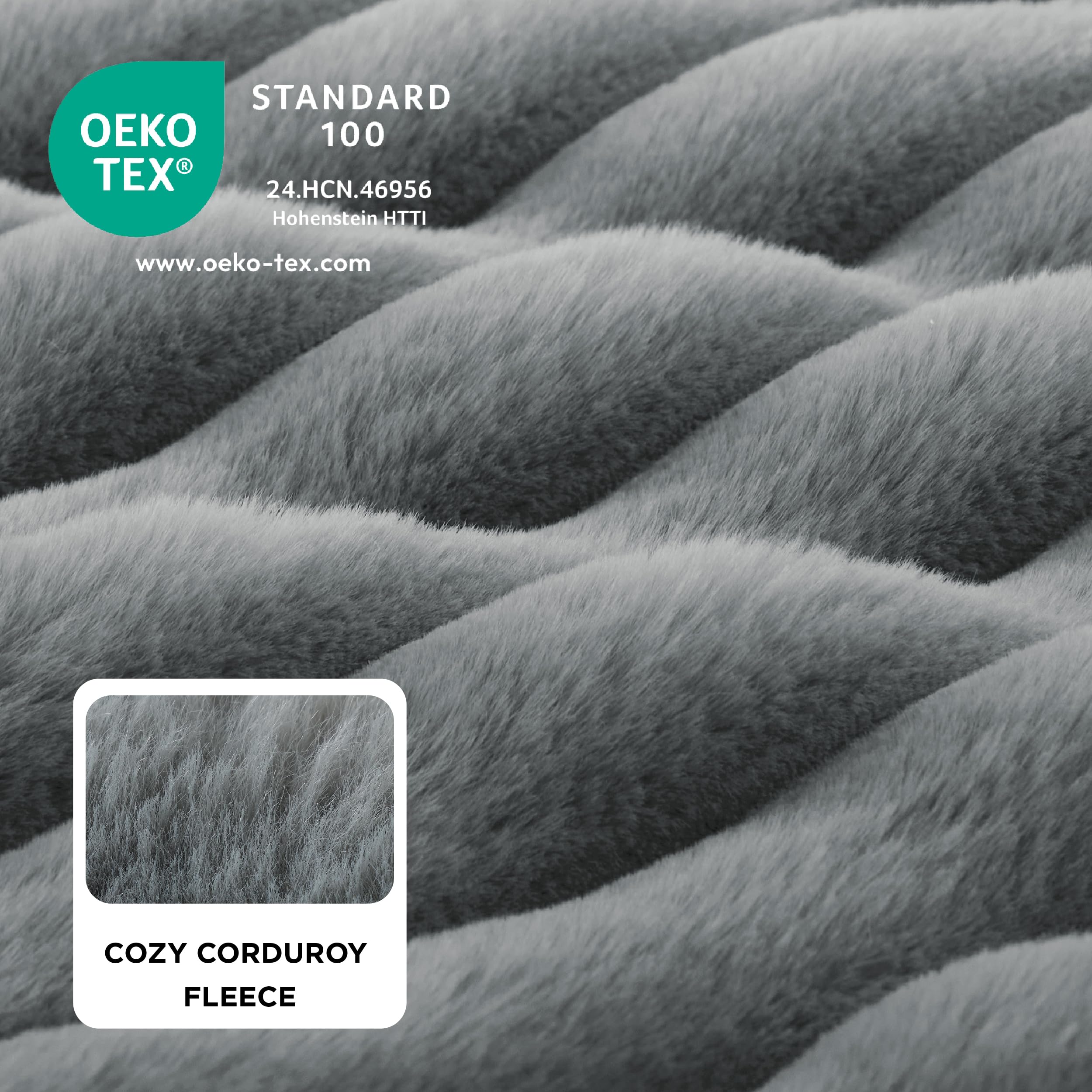 Bedsure Cama Perro Ortopédica Grande - 89x64x18cm Camas para Perros Tipo Sofá con Espuma Viscoelástica y Bordes, Impermeable, Base Antideslizante, Funda de Pana Extraíble y Lavable, Gris