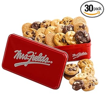 Mrs. Fields 30 Nibblers Bite-Sized Cookies Signature Tin - Assorted with 30 Nibblers Cookies in our 5 Classic Cookie Flavors