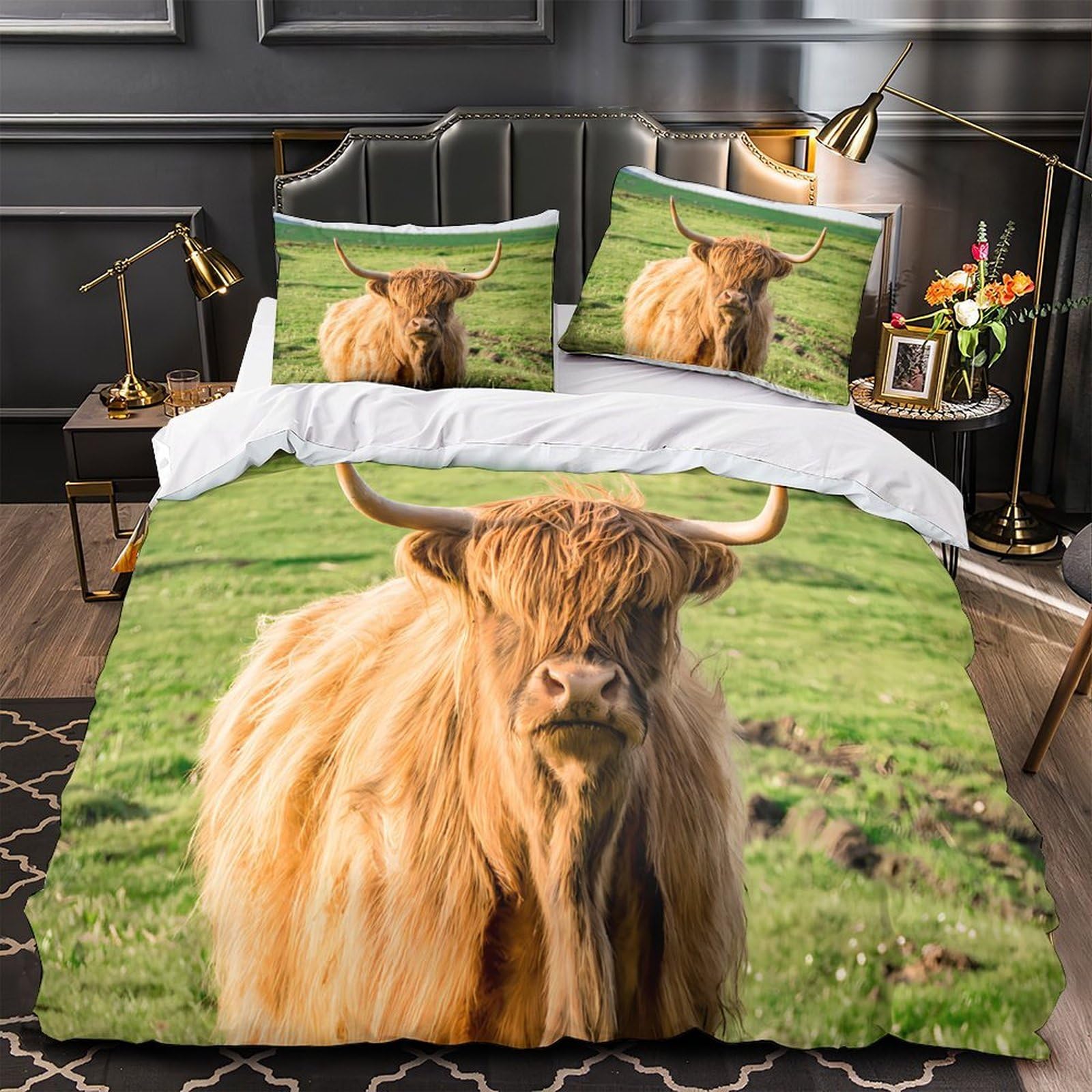 Parure de lit haut de gamme vache des Highlands au toucher super doux 135x200