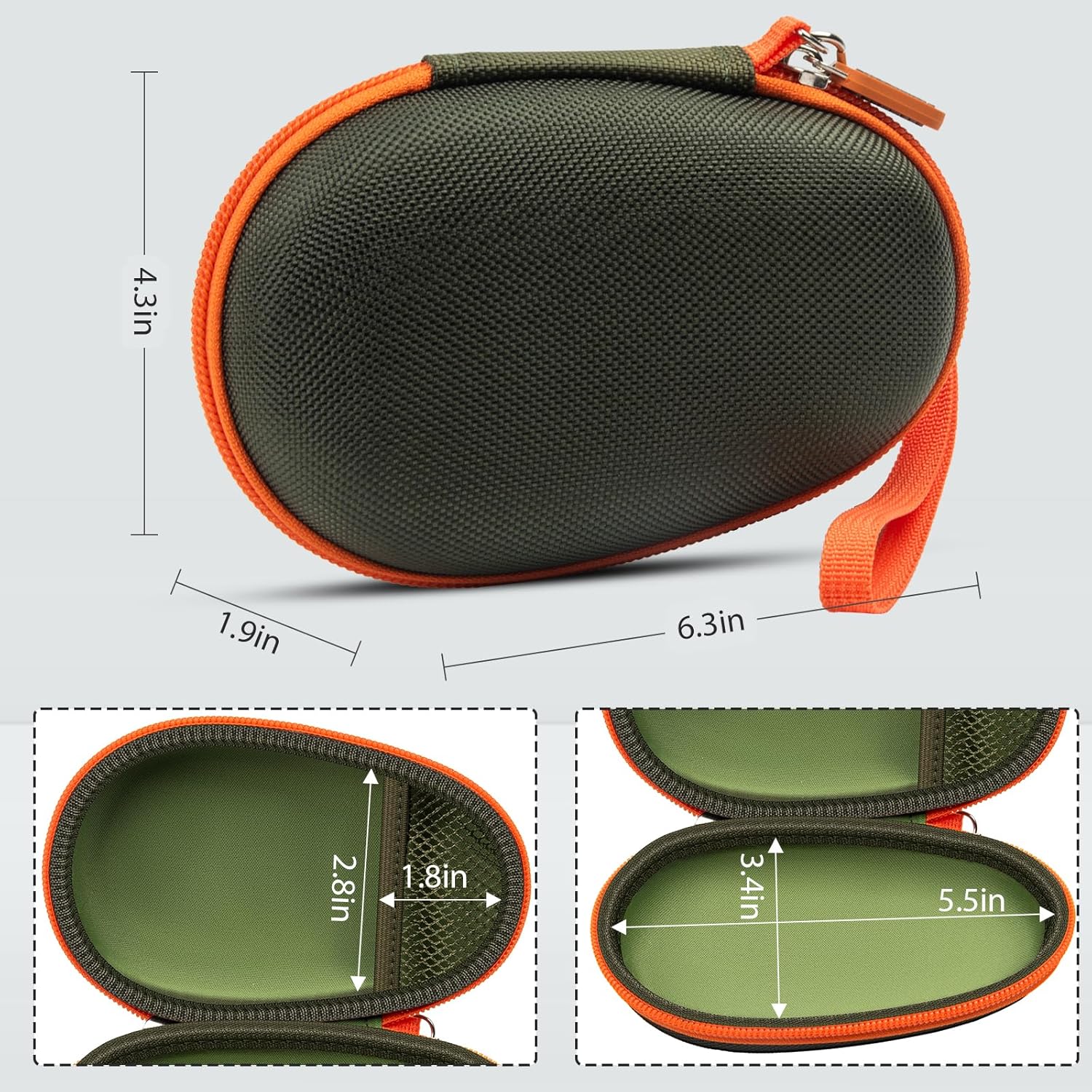 Protective Case Cover Bag for JBL Clip 5/4 Bluetooth Speaker, Portable Speakers Carrying Storage Organizer with Carabiner for Charger & Cable-Case Only (Green) - Image 4