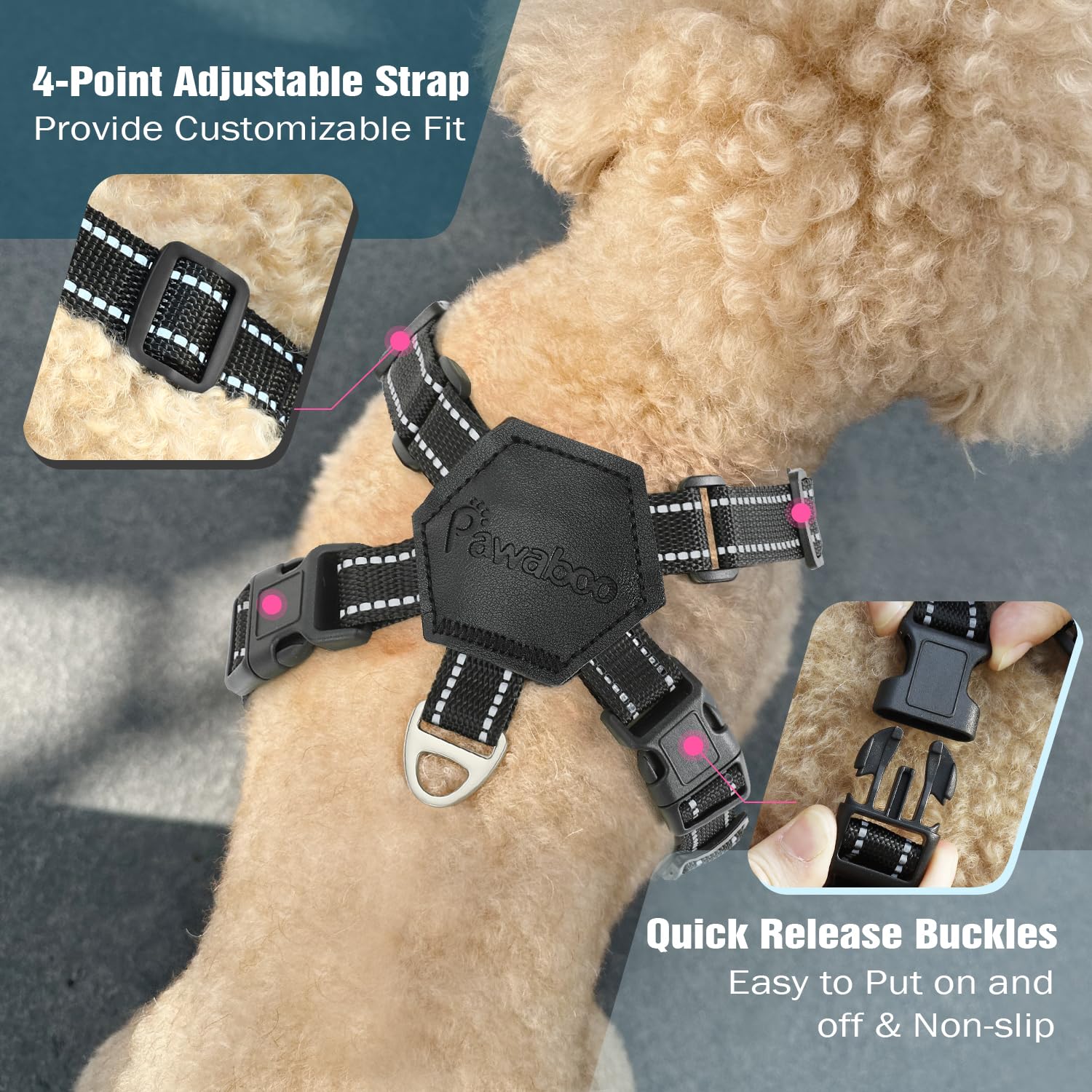 Pawaboo Puppy Harness and Lead Sets, Small Dog Harness X-Frame No Pull No Choke - Image 4