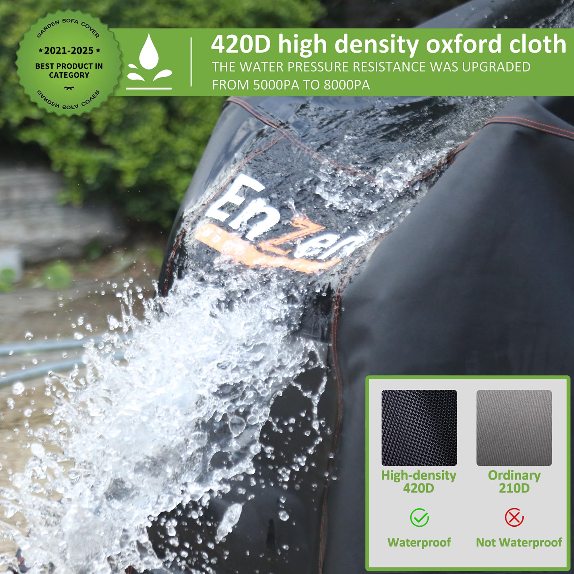 Housse De Canapé Incurvée Imperméable De 532 Ml – 100 % Résistante Aux UV Et Aux Intempéries – Housse De Canapé D'extérieur Personnalisée Avec Poches D'air Et Cordon De Serrage Avec Ajustement