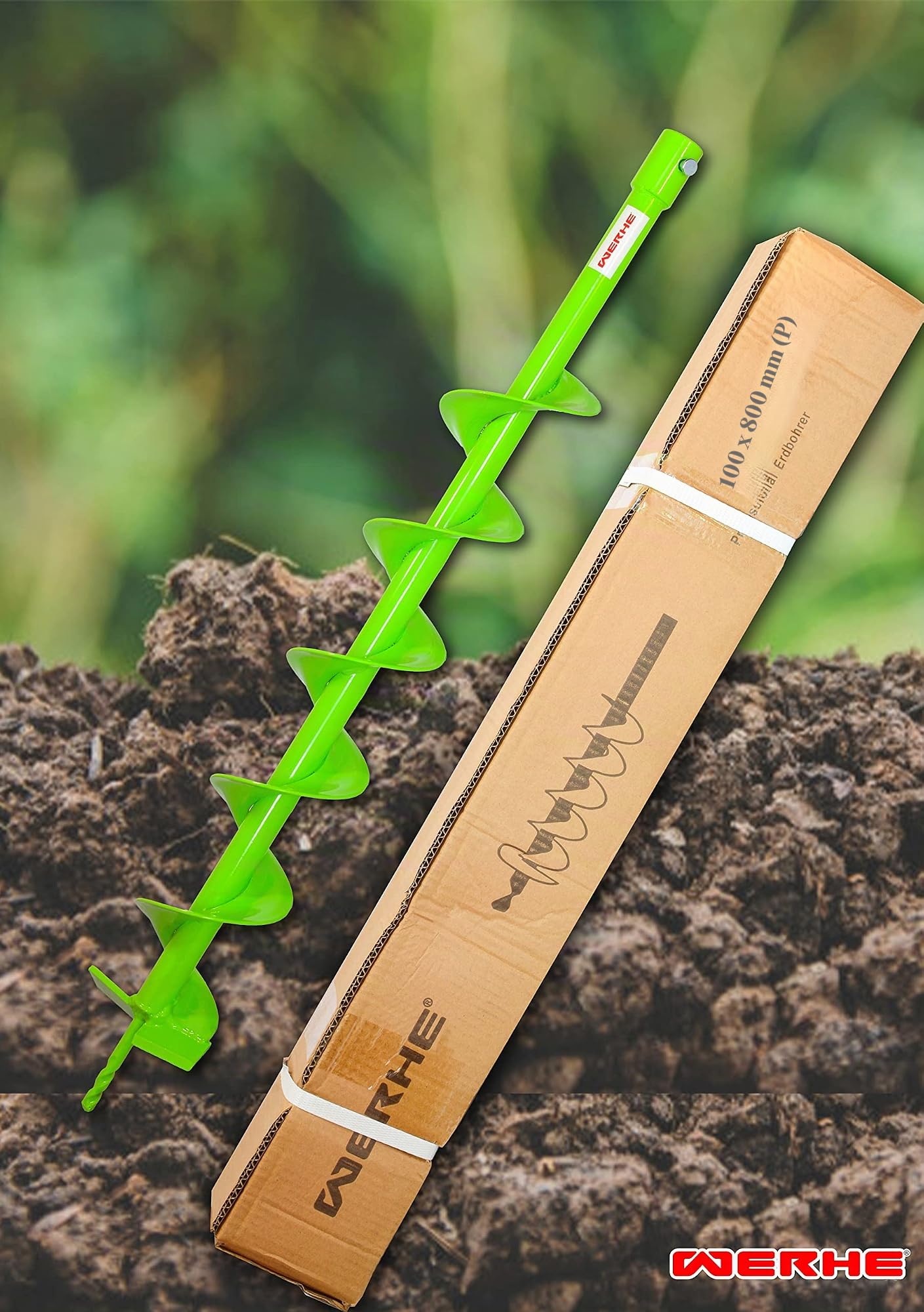 WERHE Tarière ⌀100 mm, 80 cm de long pour perceuse – Tarière de puits professionnelle pour un creusement précis de poteaux de clôture, plantation d’arbres, fondations et conduites